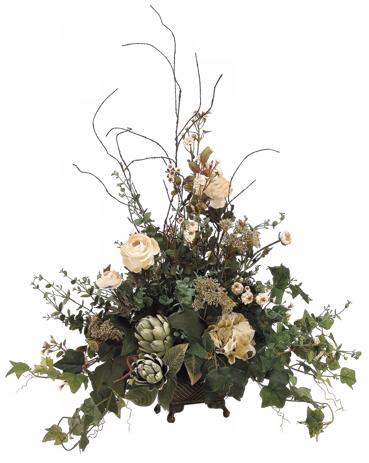 Rose Artichoke Ranunculus Faux Floral Arrangement