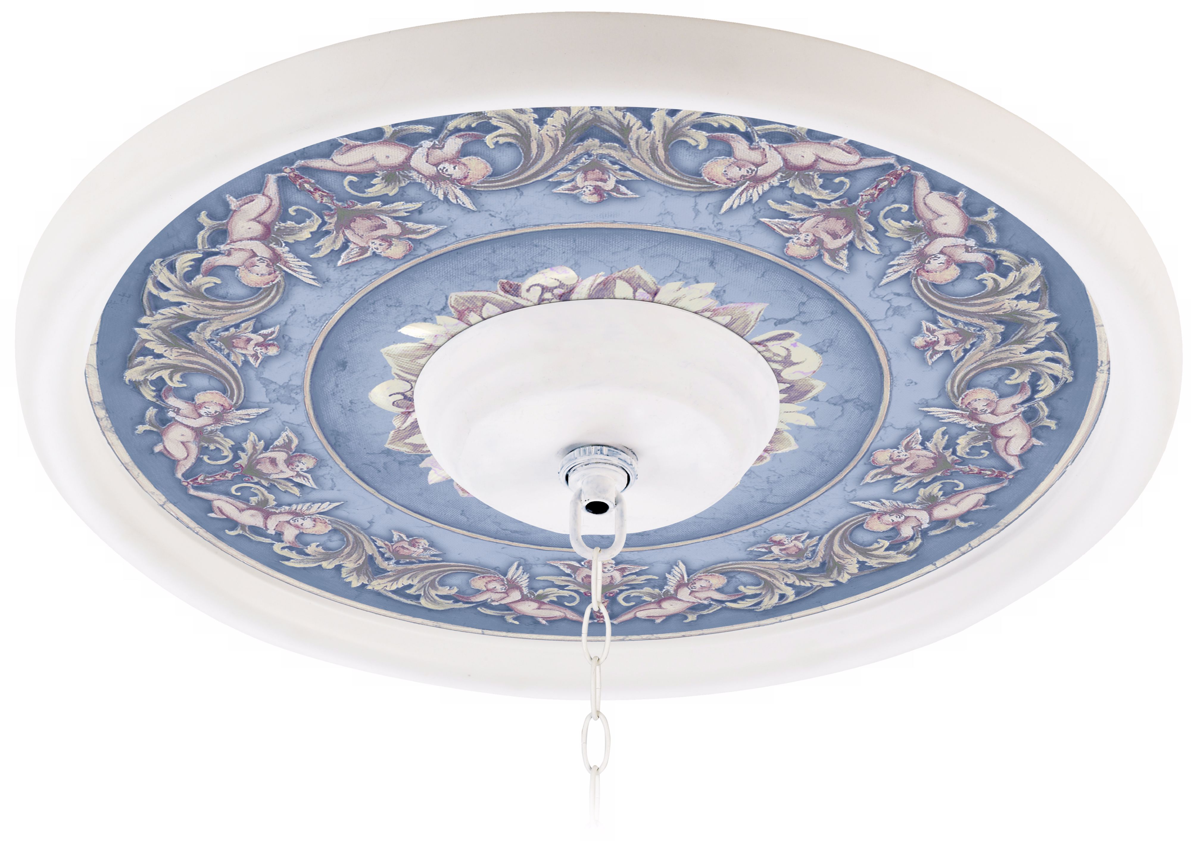 Camelot Manor Sky 16 Inch Wide White 4 Inch Opening Medallion