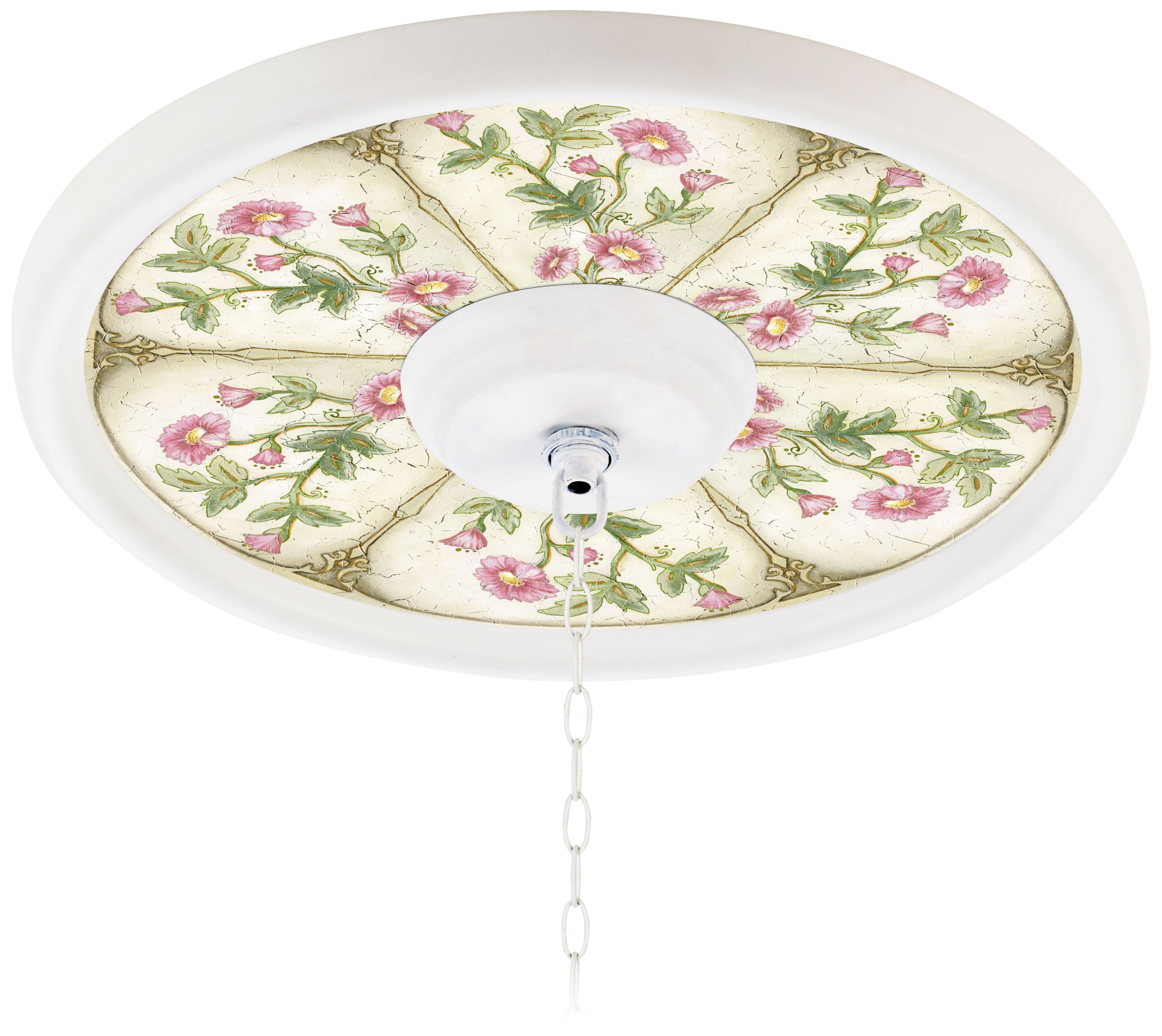 English Garden Pink 16" White 4" Opening Medallion