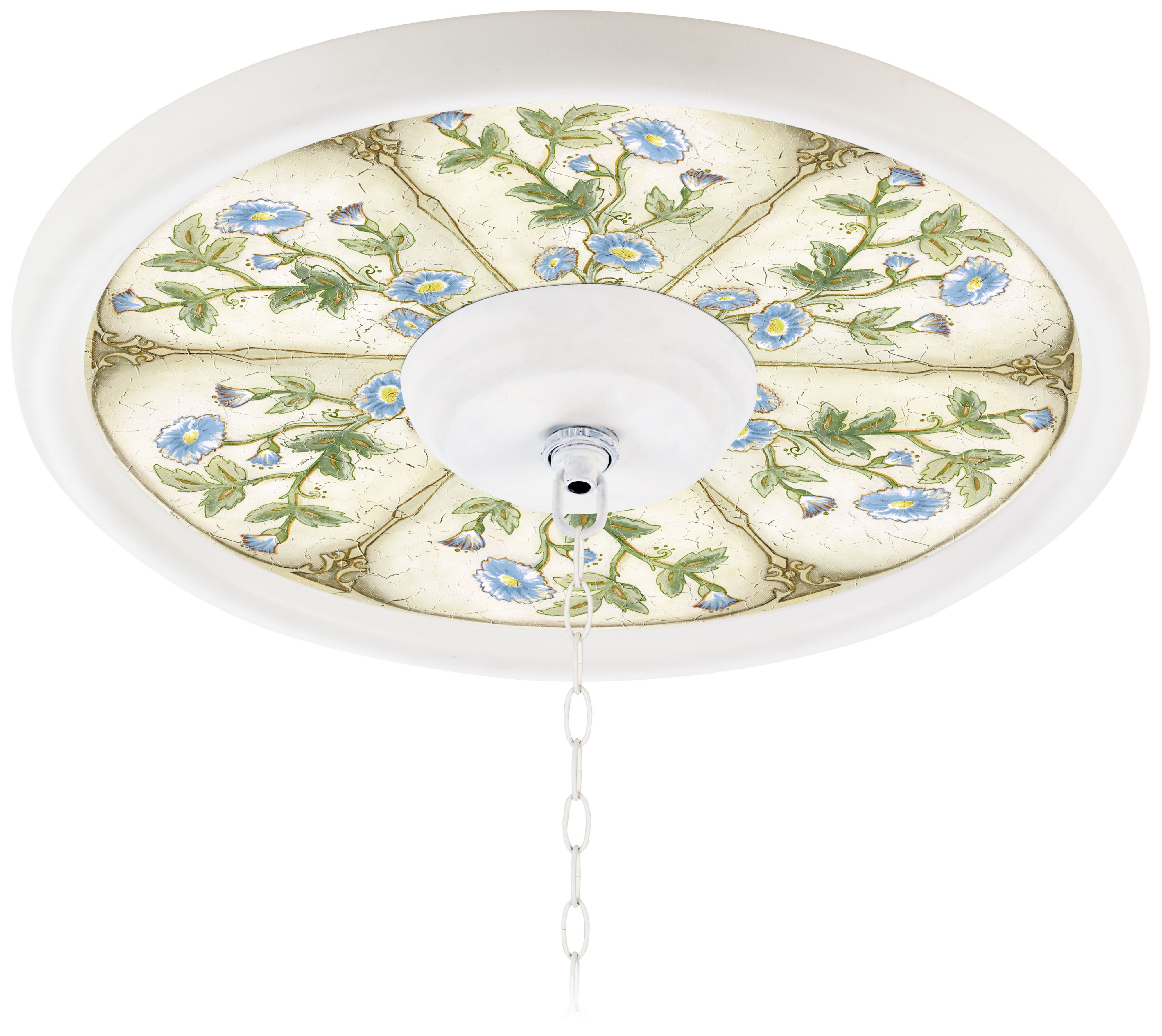 English Garden Sky 16" White 4" Opening Medallion