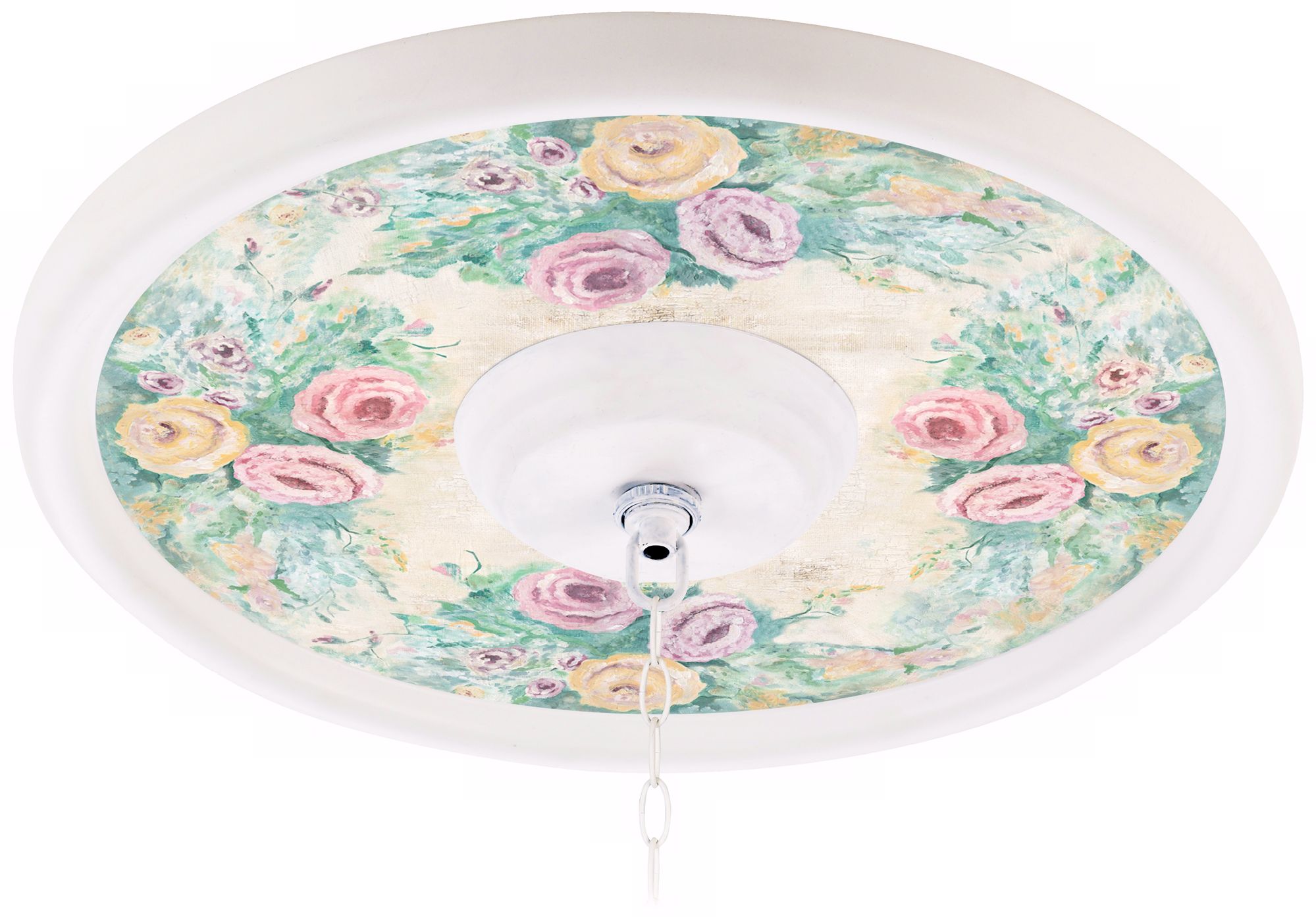Garden Roses Giclee 16" Wide White Ceiling Medallion