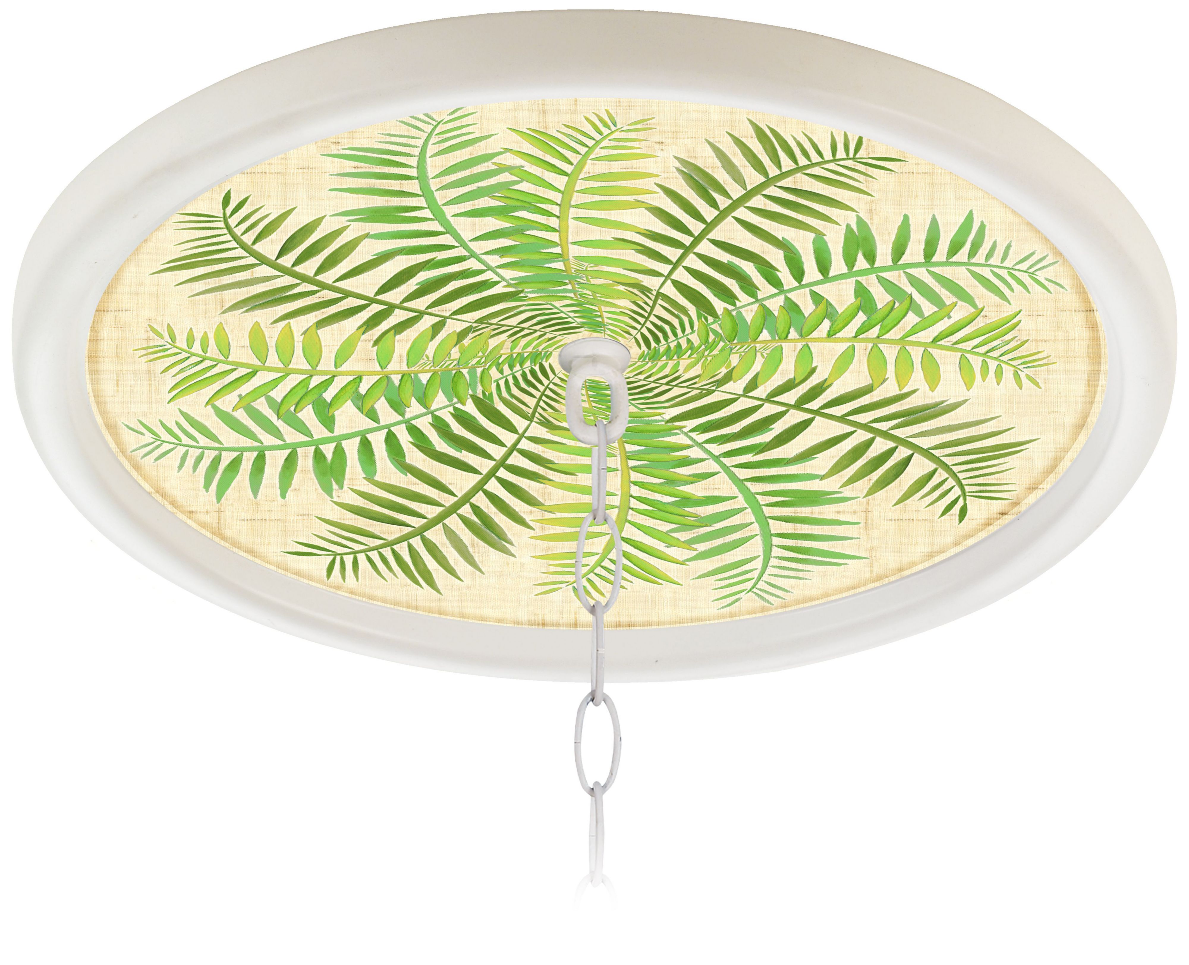 Gentle Fern White 16" Wide 1" Opening Giclee Medallion