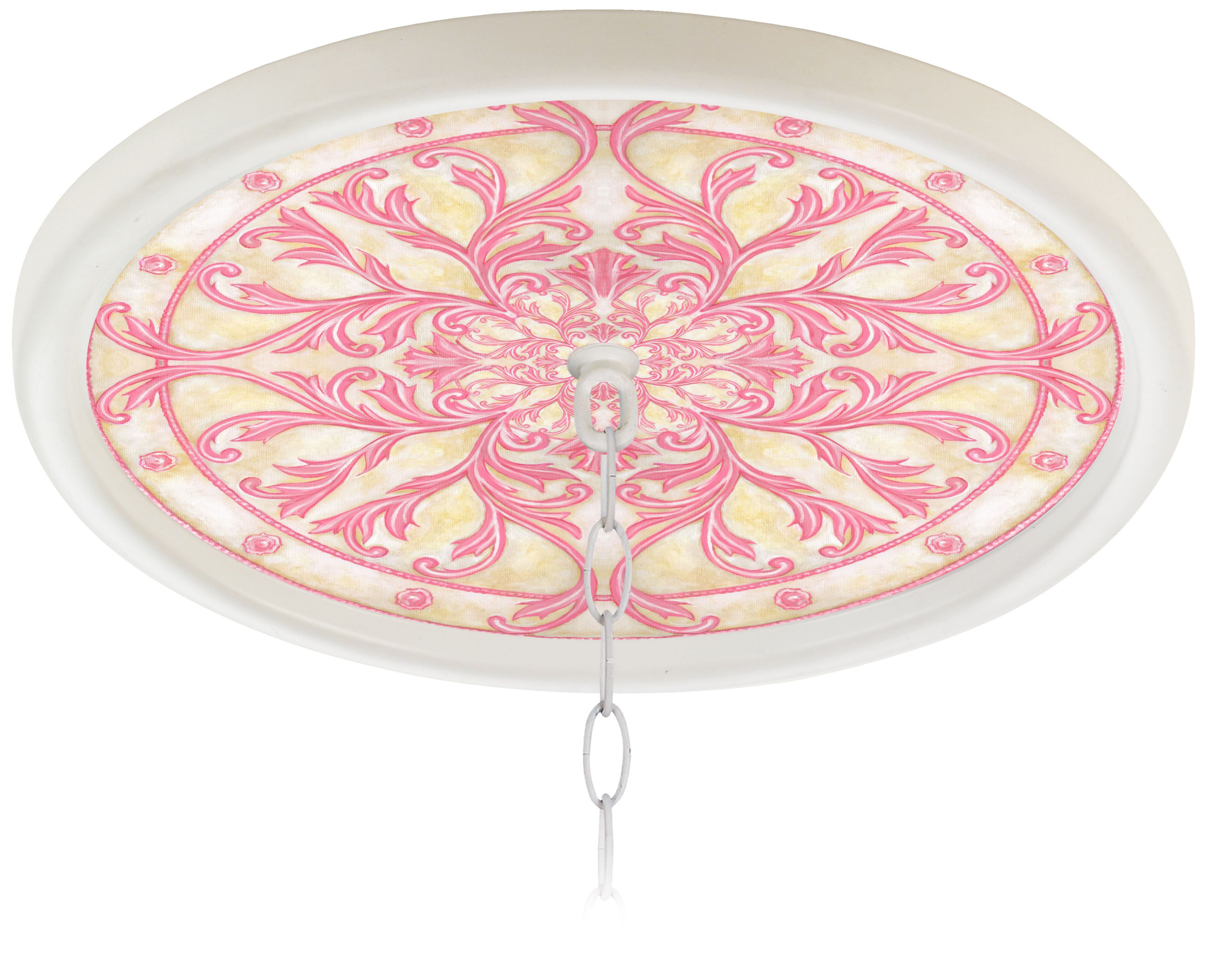 Florentine Rose White 16" Wide 1" Opening Medallion