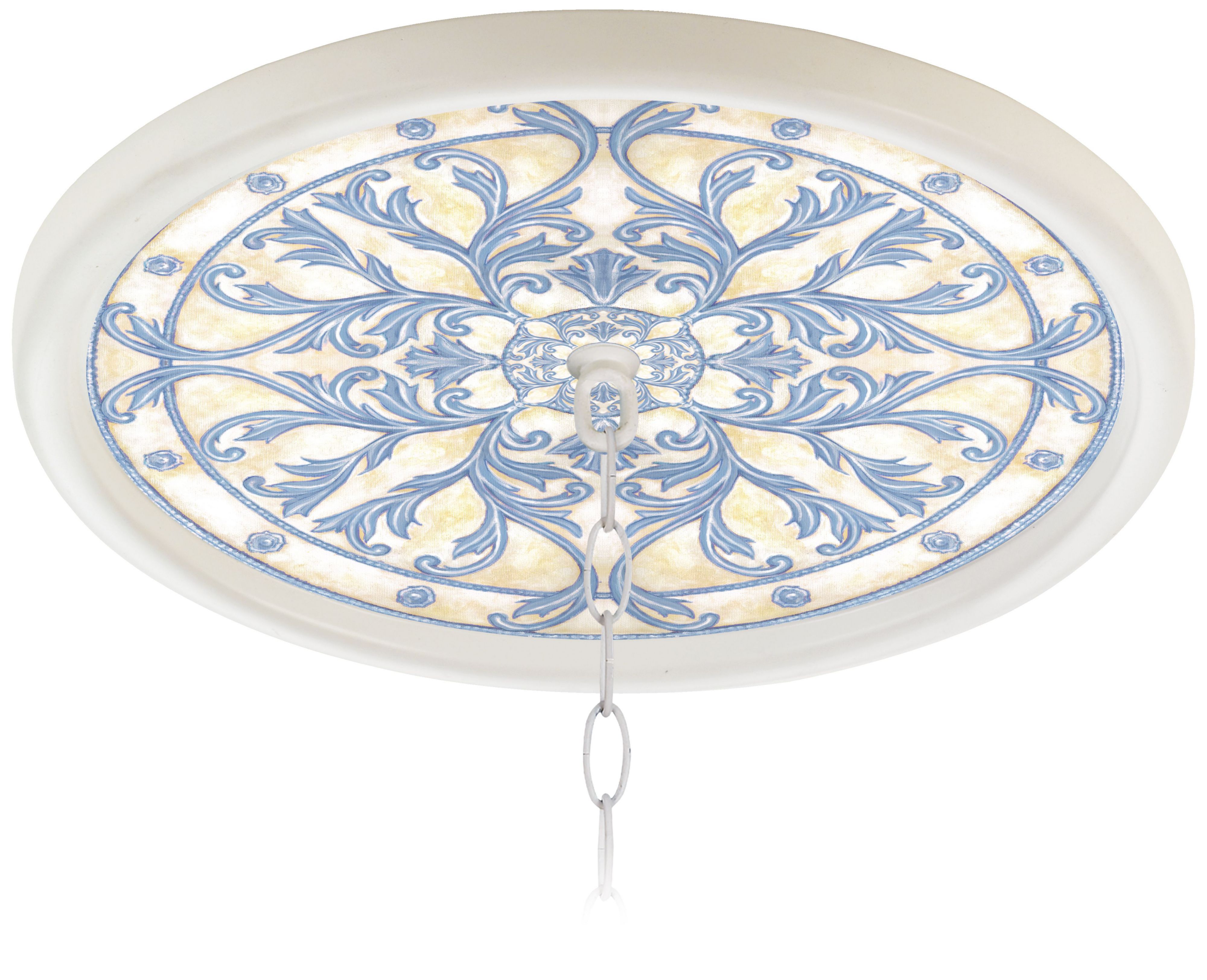 French Villa White 16" Wide 1" Opening Giclee Medallion