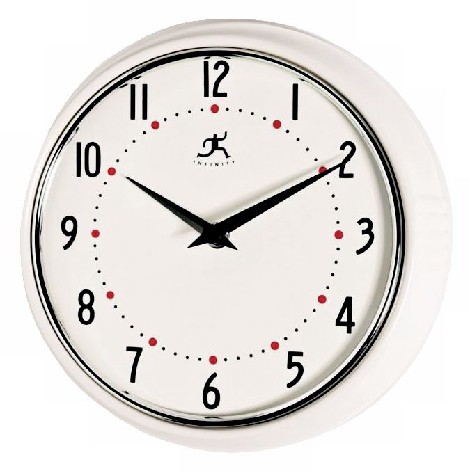 White Retro Round Metal Wall Clock