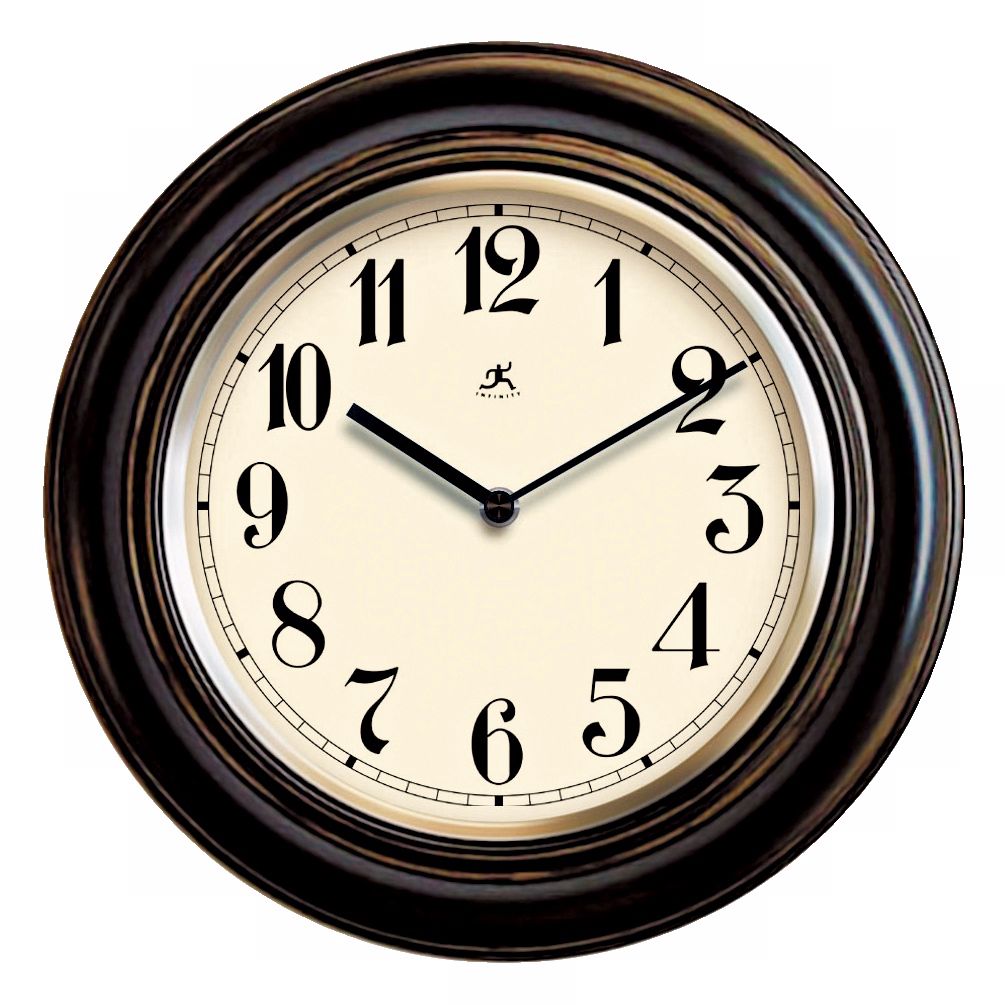 Metal Bezel Wood 12" Wide Wall Clock