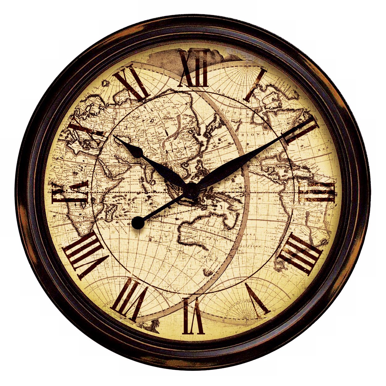 Distressed Map 24" Wide Wall Clock