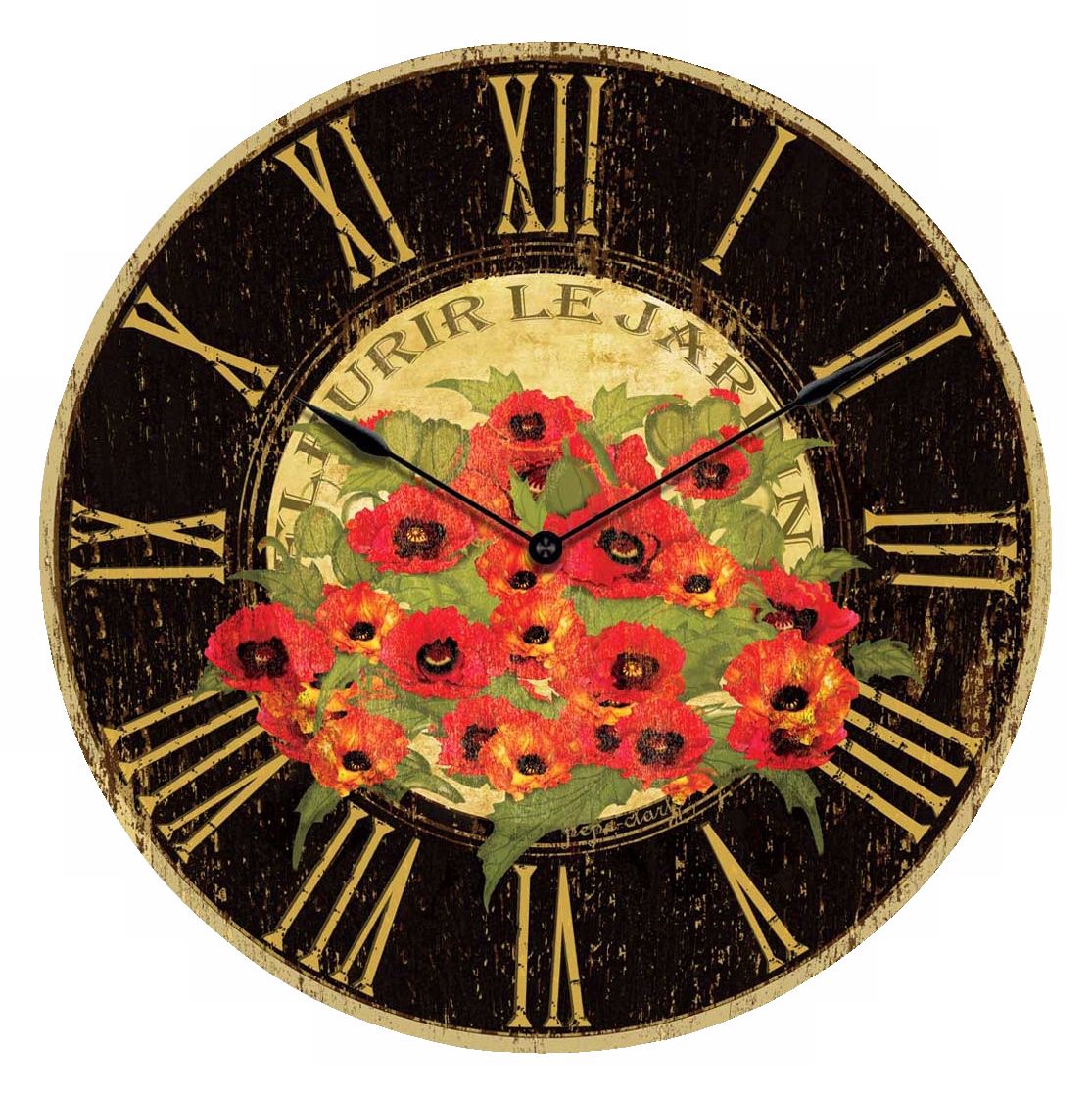 Le Jardin Red Poppy Wall Clock