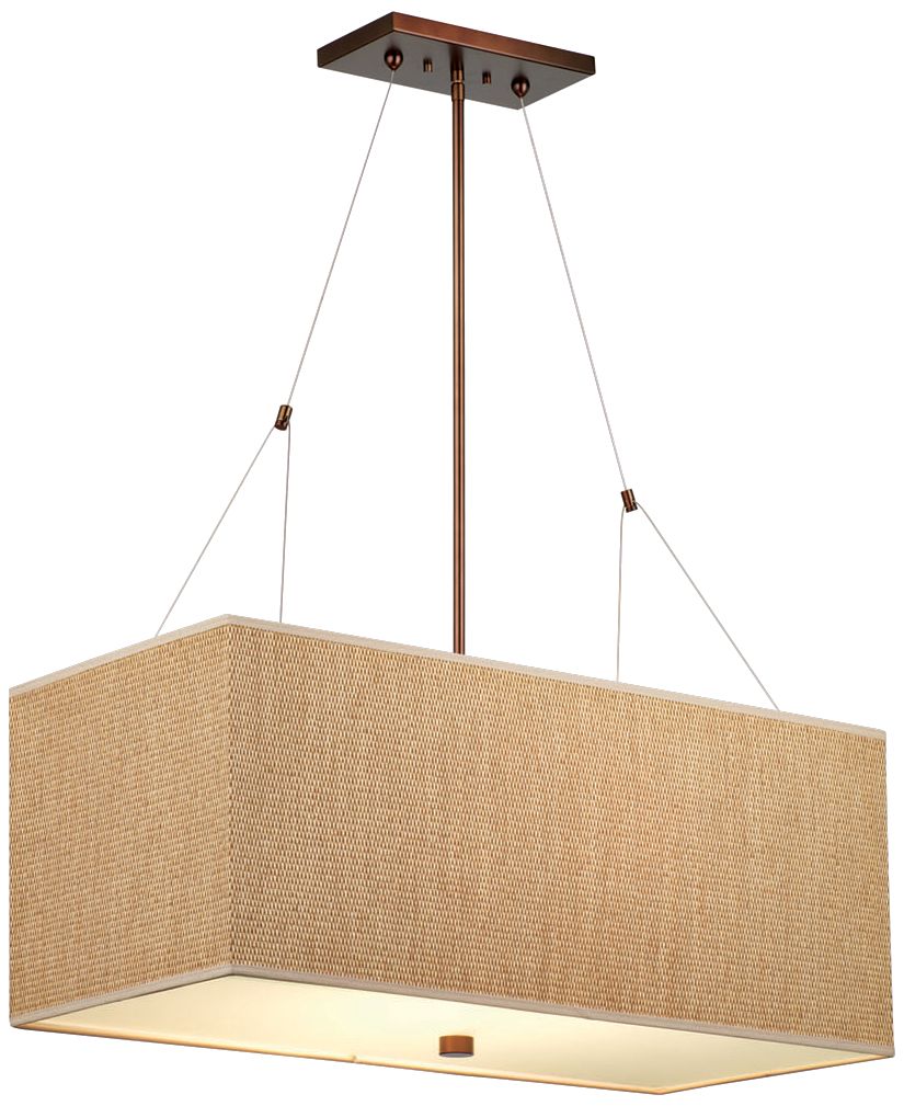 Forecast Alexis Bronze 3-Light Natural Grasscloth Chandelier