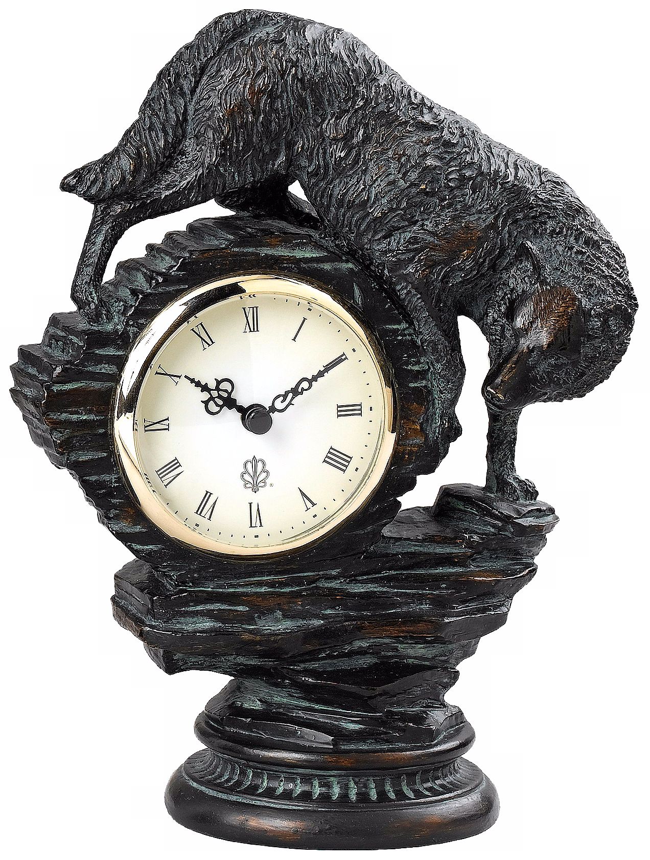 Dark Bronze Wolf 9" High Tabletop Clock
