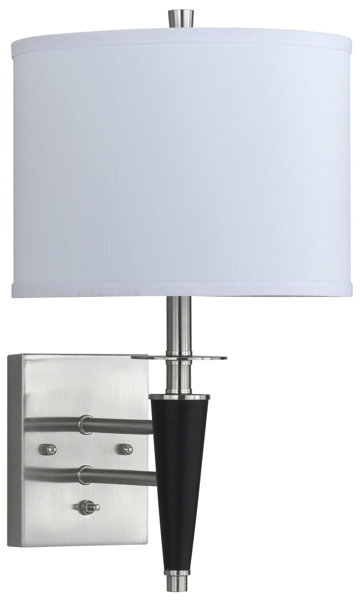 Brushed Steel  Black Plug-In Wall Lamp