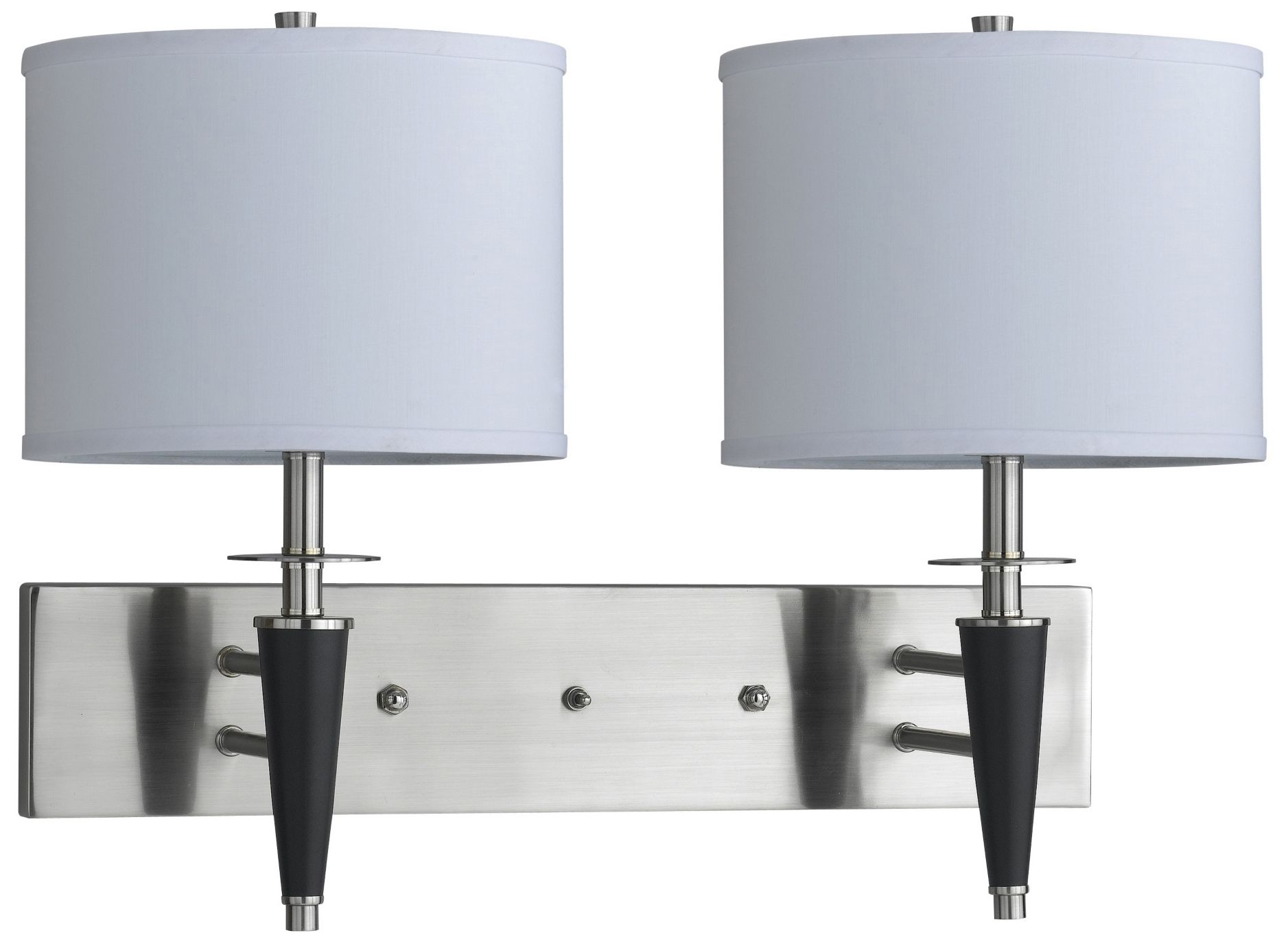 Brushed Steel Black Plug-In Double Wall Lamp