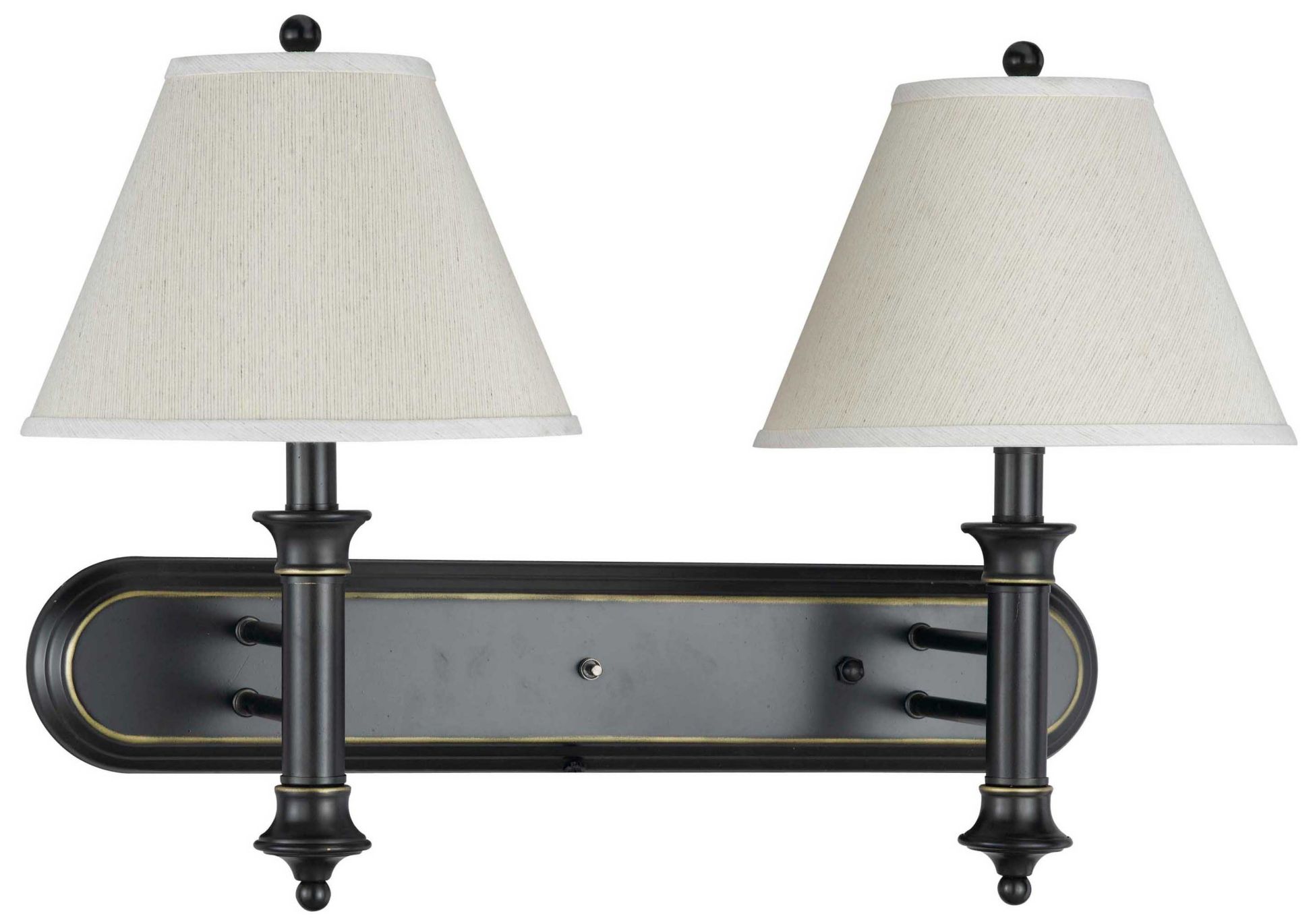 Antique Bronze Rounded 2-Light Plug-In Wall Lamp