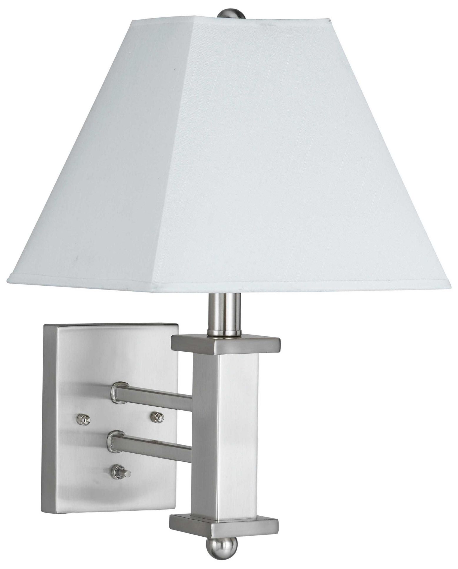 Brushed Steel Squared Hardback Shade Plug In Wall Lamp