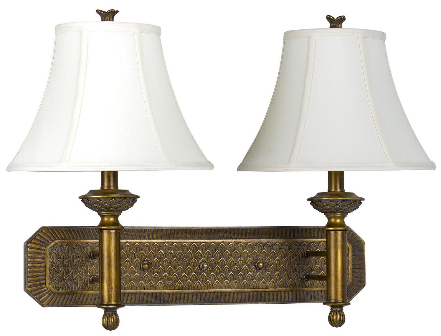 Antique Gold Finish Plug-In Style Double Wall Lamp