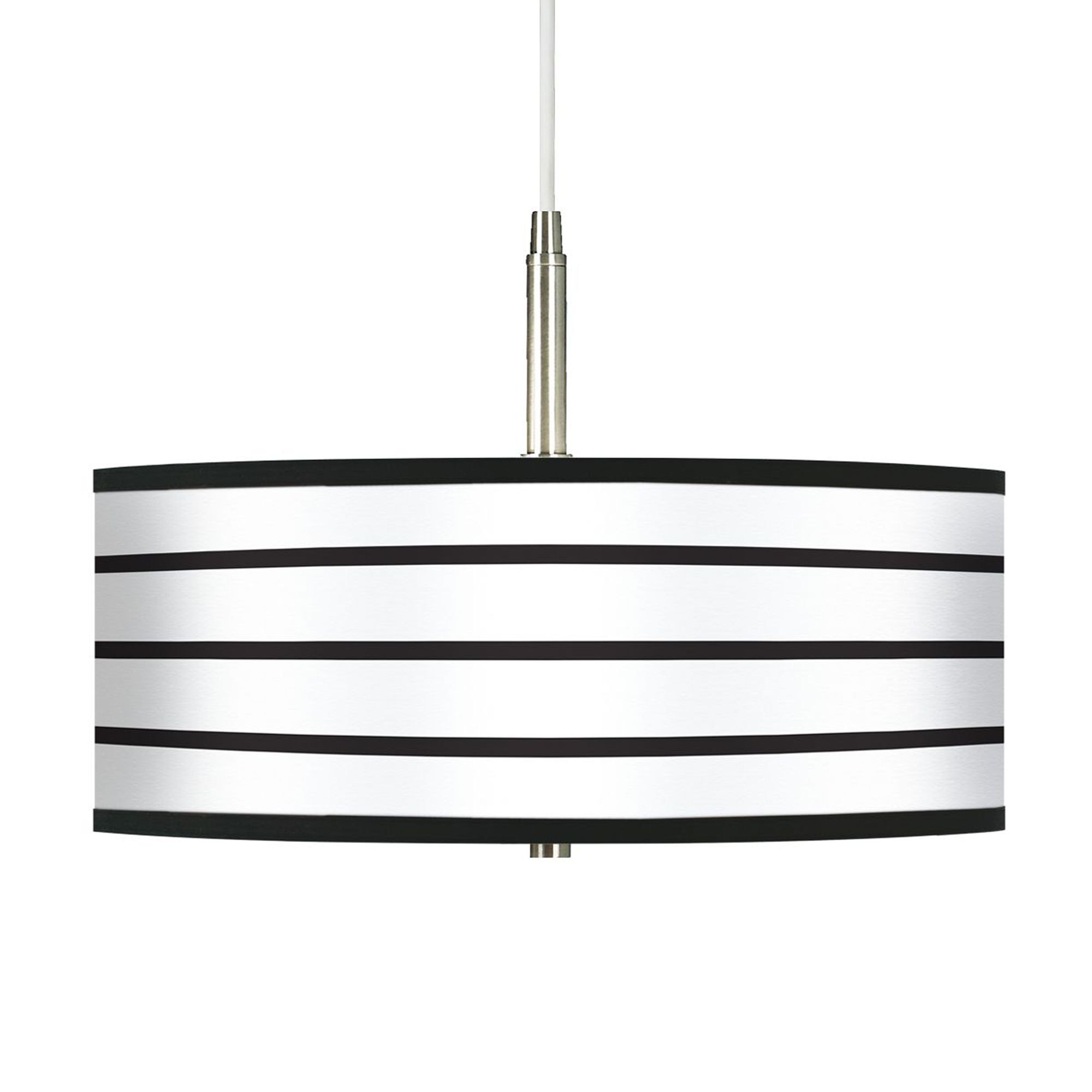 Black Parallels on White Giclee Pendant Chandelier
