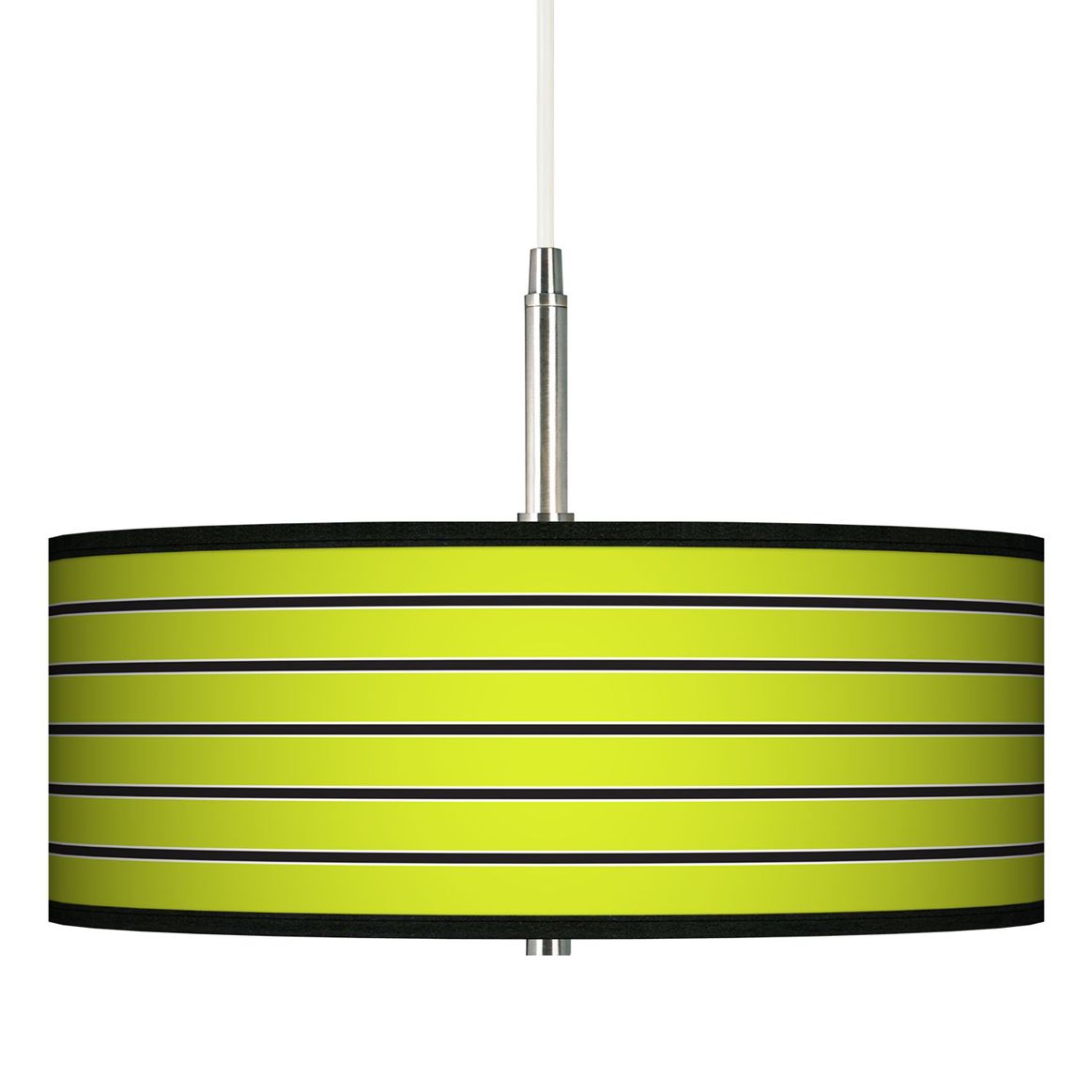 Bold Lime Green Stripe Giclee Pendant Chandelier