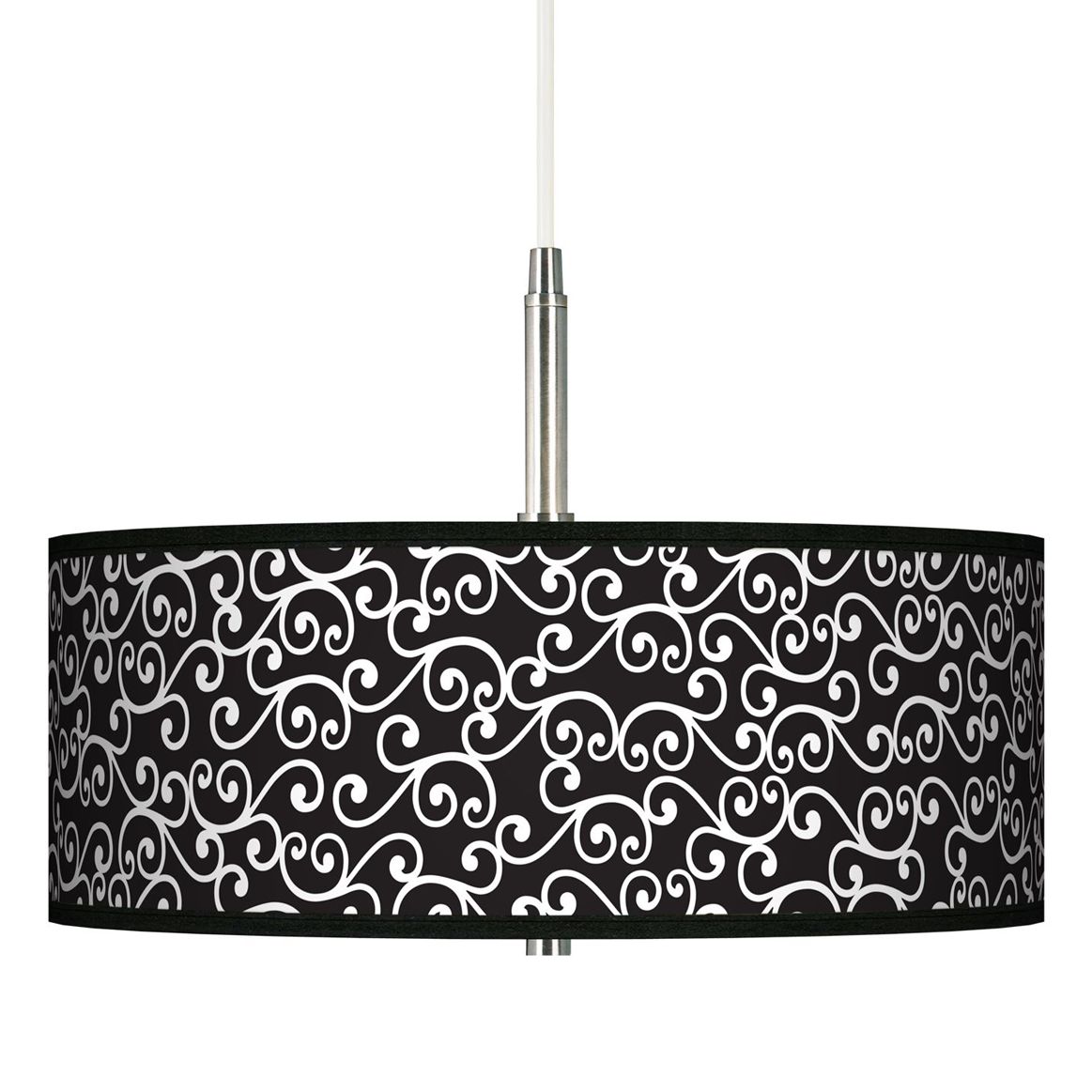 Curlique Black Giclee Pendant Chandelier