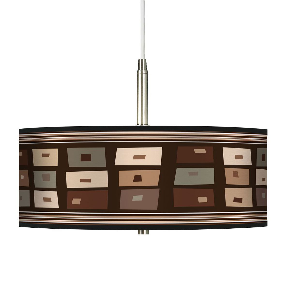 Retro Rectangles Giclee Brushed Steel Contemporary Pendant Light