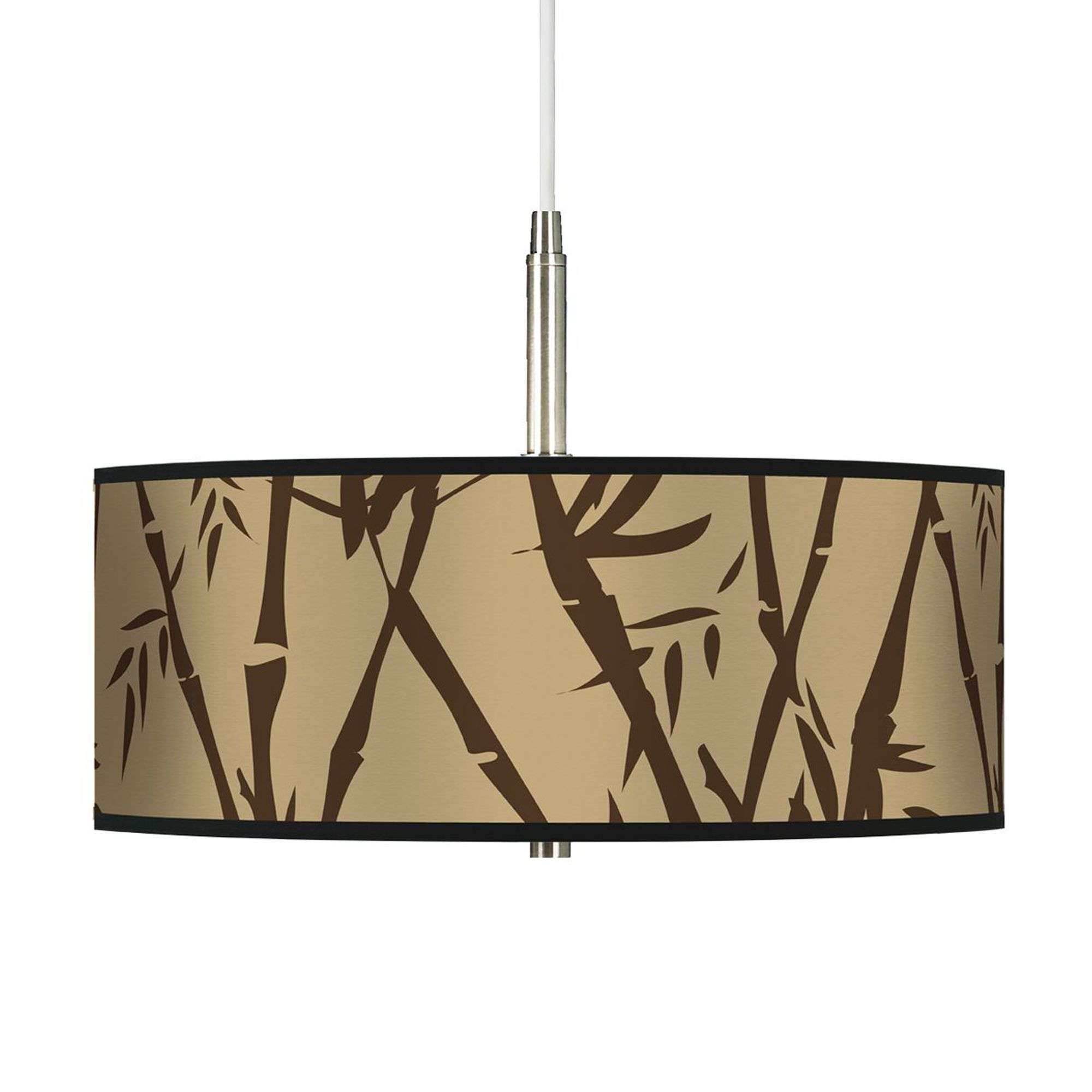 Earth Bamboo Giclee Brushed Steel Contemporary Pendant Light
