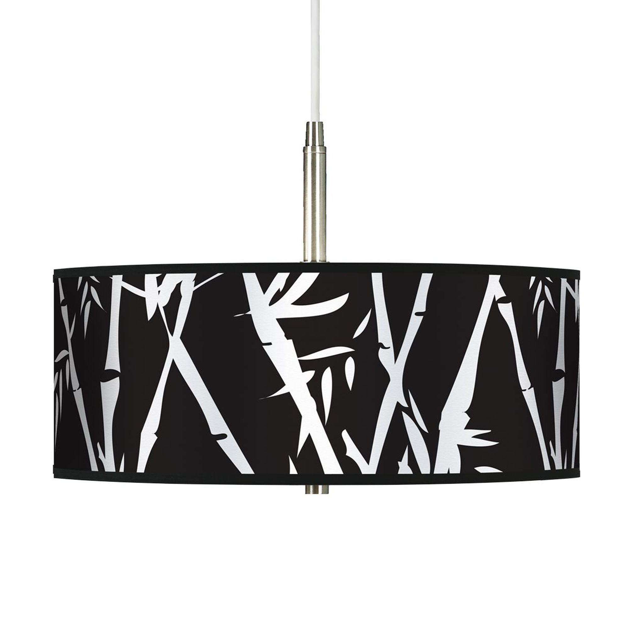 Night Bamboo Giclee Brushed Steel Contemporary Pendant Light