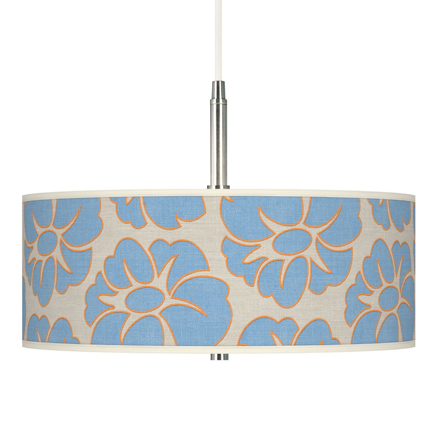 Floral Blue Silhouette Giclee Pendant Chandelier