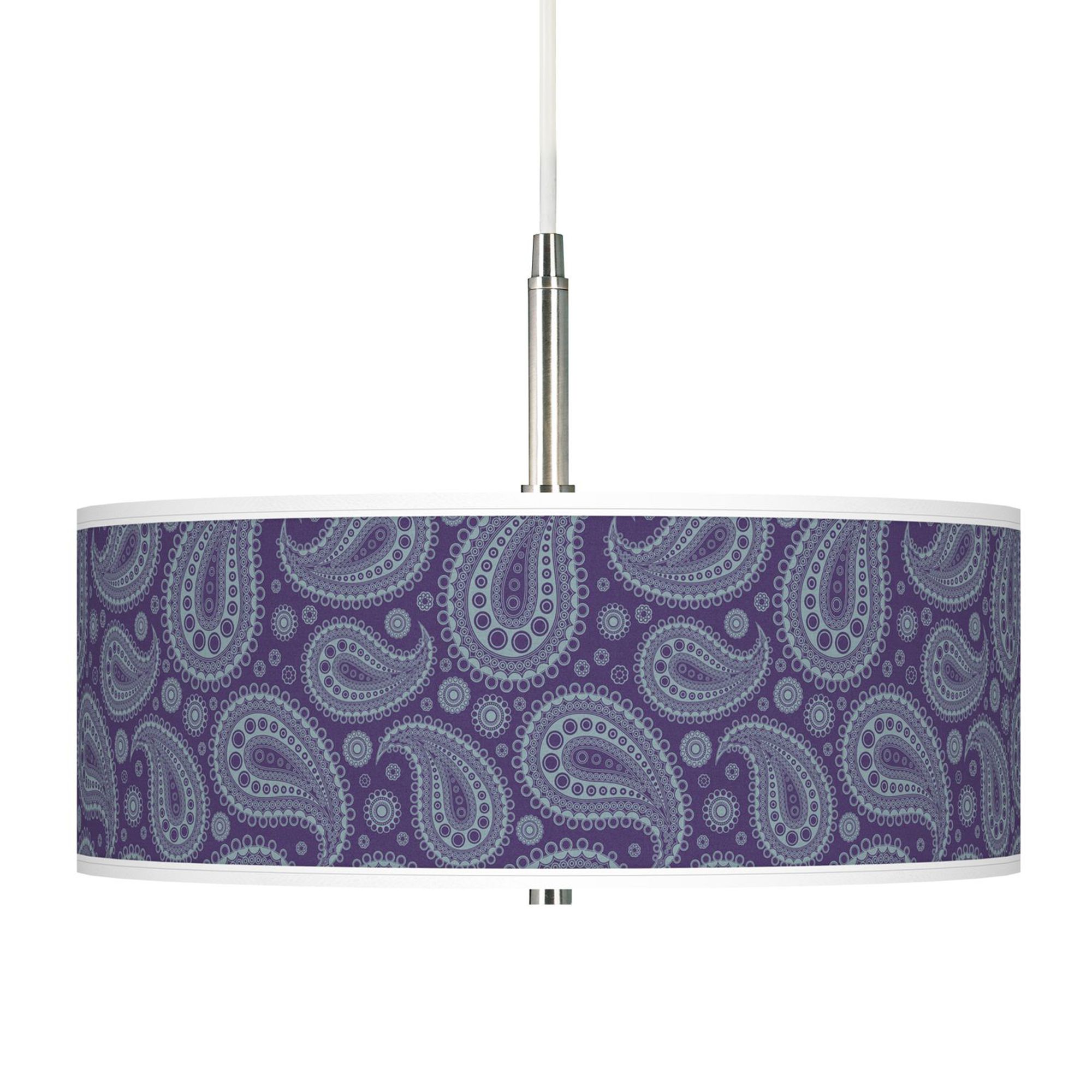 Purple Paisley Linen Giclee Pendant Chandelier