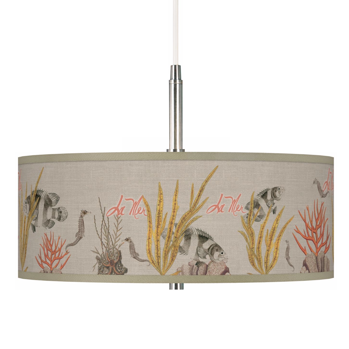 La Mer Coral Giclee Pendant Chandelier