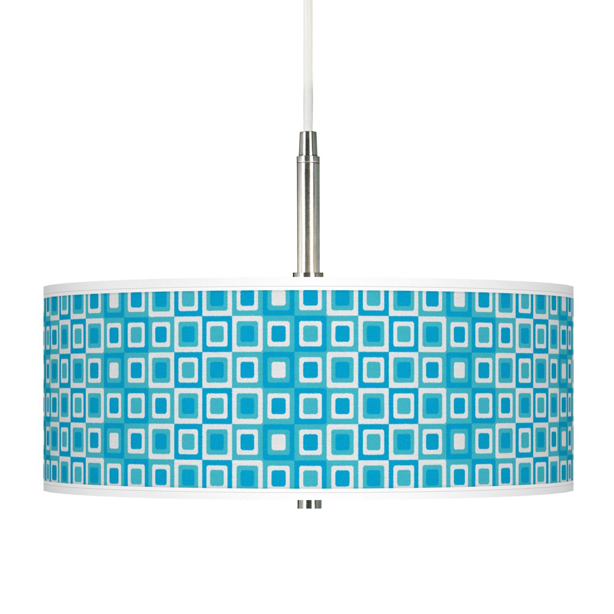 Blue Boxes Linen Giclee Pendant Chandelier