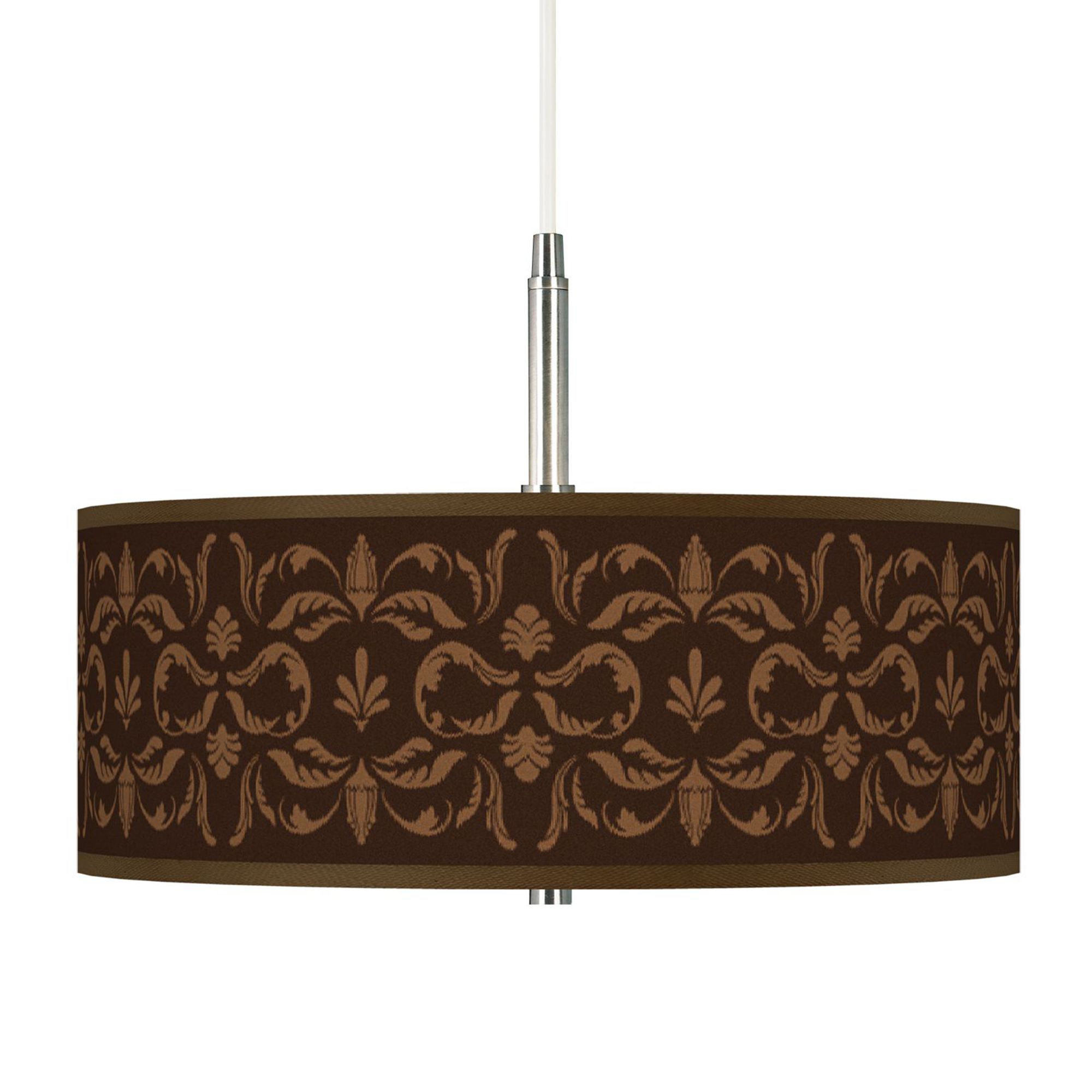 Mocha Flourish Linen Giclee Pendant Chandelier