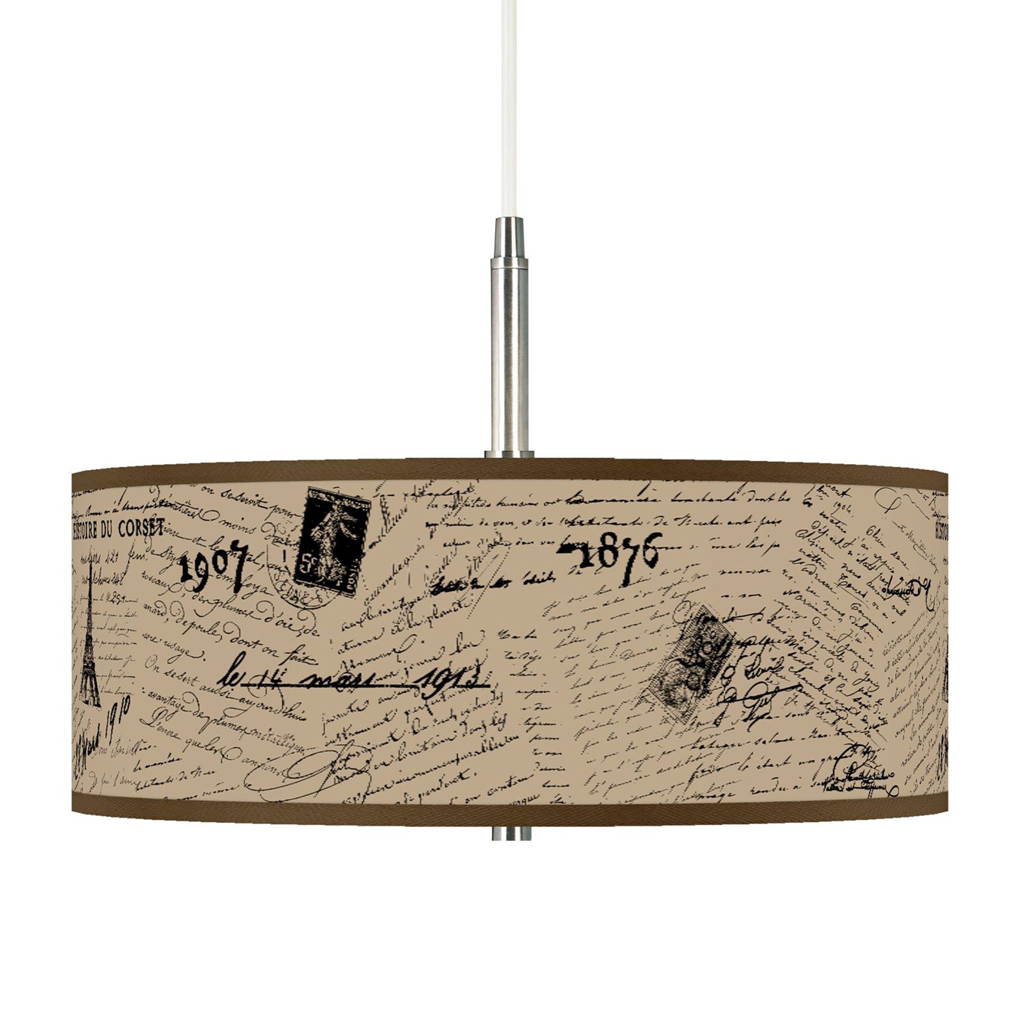 Letters to Paris Linen Giclee Pendant Chandelier