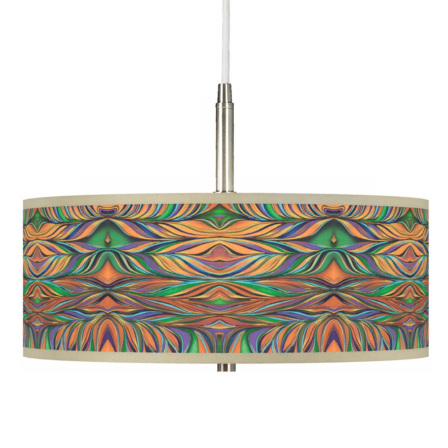 Exotic Peacock Giclee Pendant Chandelier
