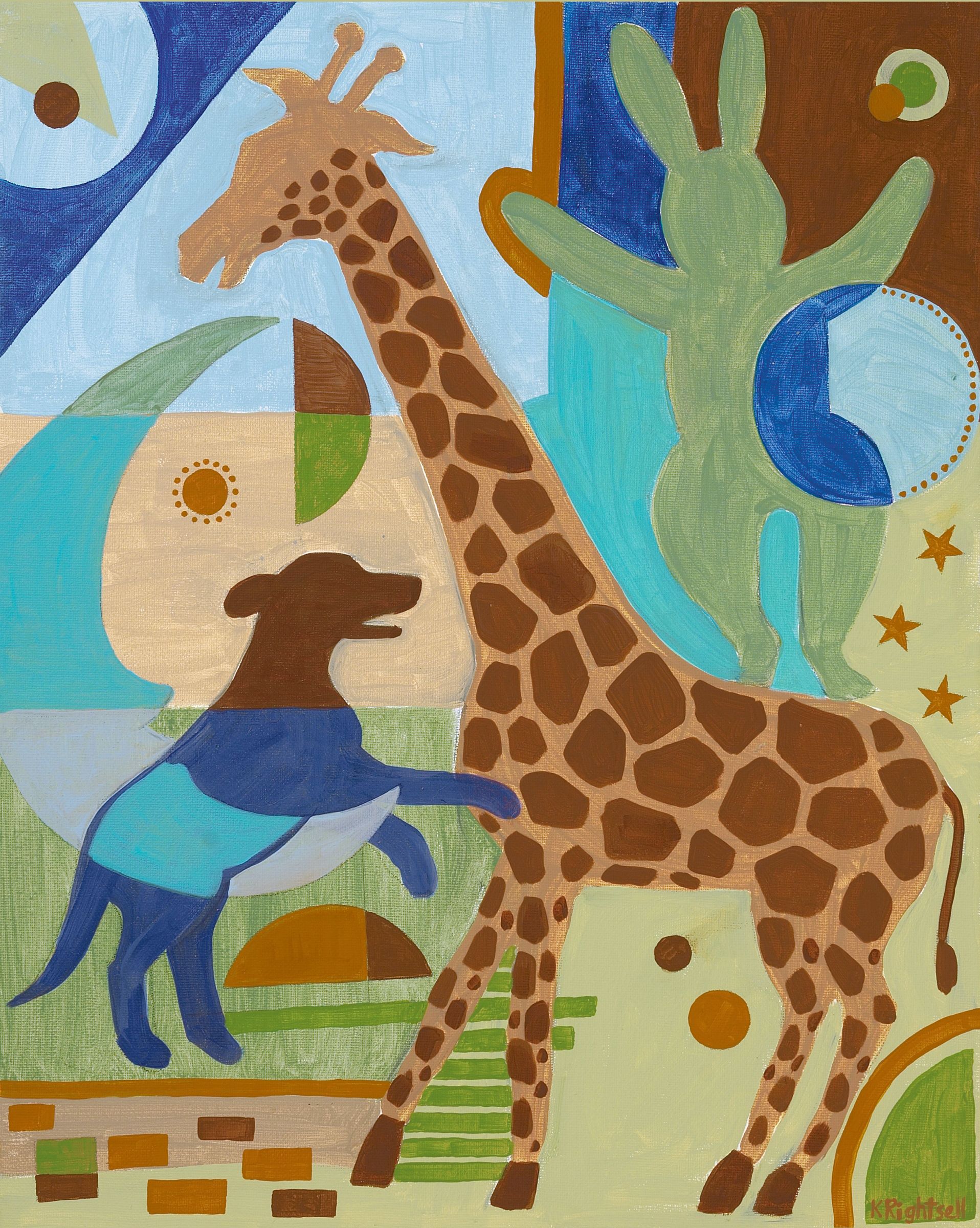 Giraffe and Animals Gallery Wrapped Wall Art