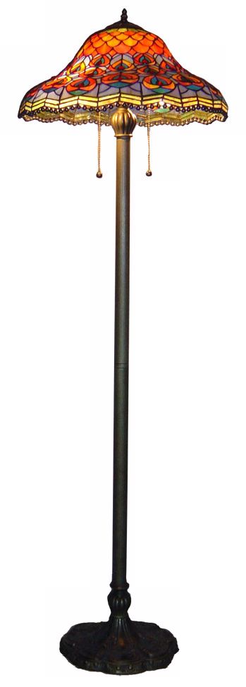 Peacock Tiffany Glass Floor Lamp