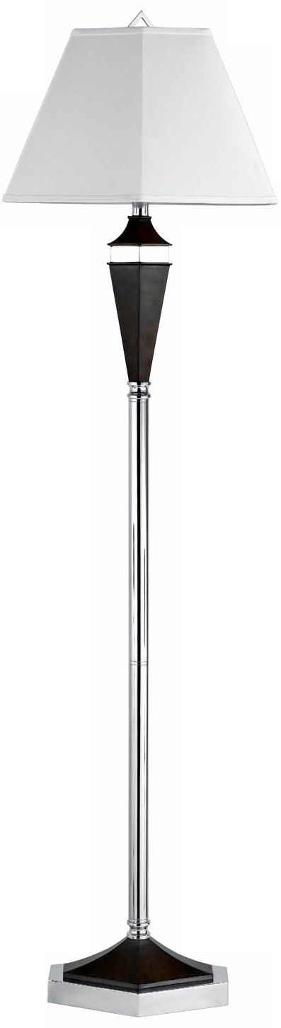 Brushed Steel with Hexagon Hardback Shade Floor Lamp