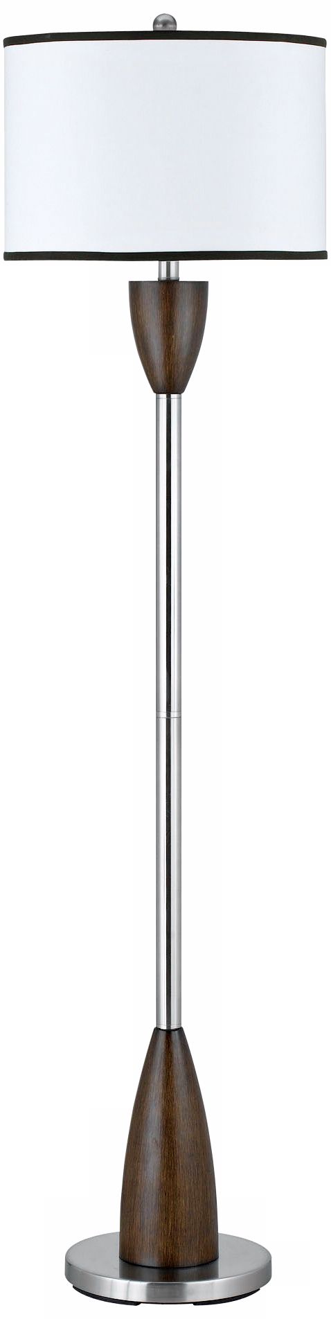 Brushed Steel and Faux Wood Floor Lamp