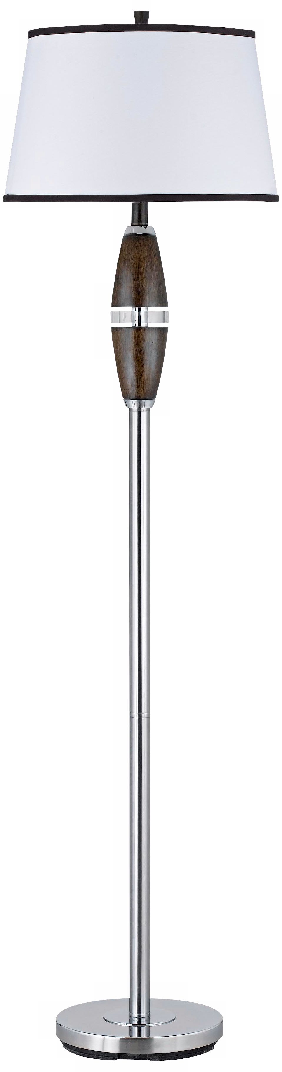 Chrome and Faux Wood Floor Lamp