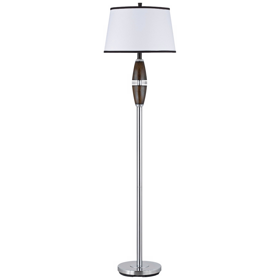 Chrome and Faux Wood Floor Lamp   #G9949