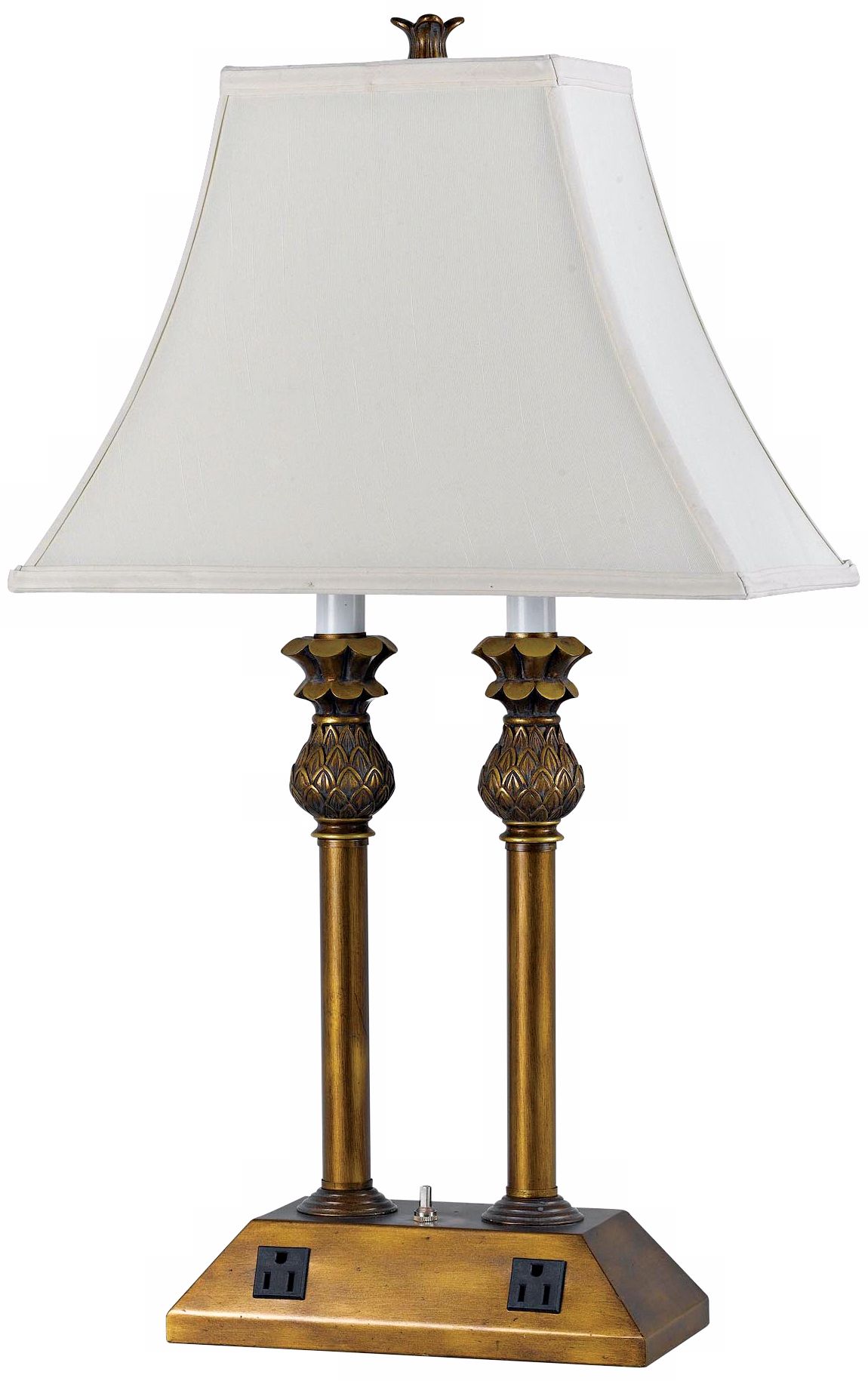 Pineapple Antique Gold with Power Outlets Desk Lamp