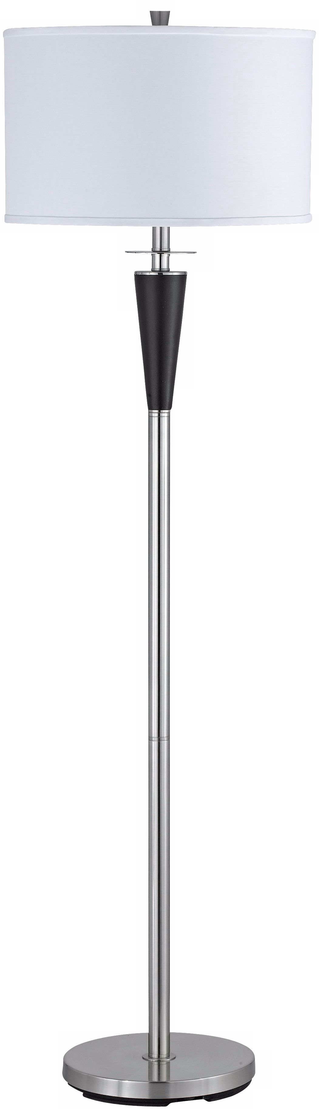 Brushed Steel with Hardback Drum Shade Floor Lamp
