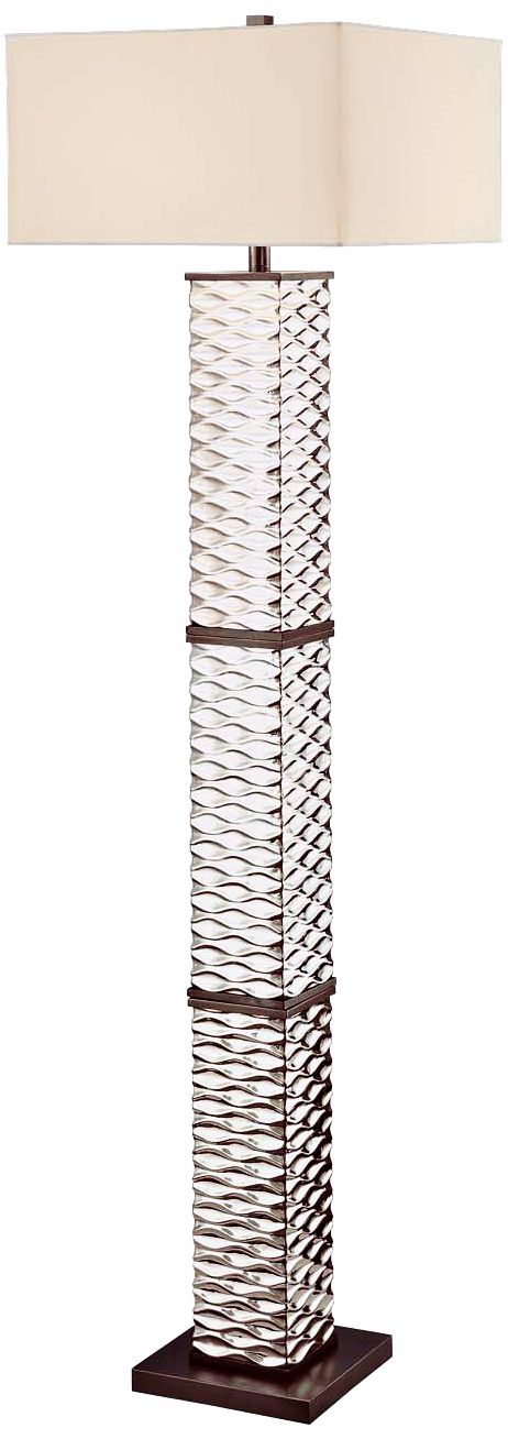 George Kovacs Wave Pattern Chrome Square Floor Lamp