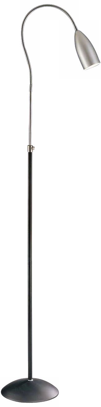 George Kovacs Silver and Black Gooseneck Floor Lamp