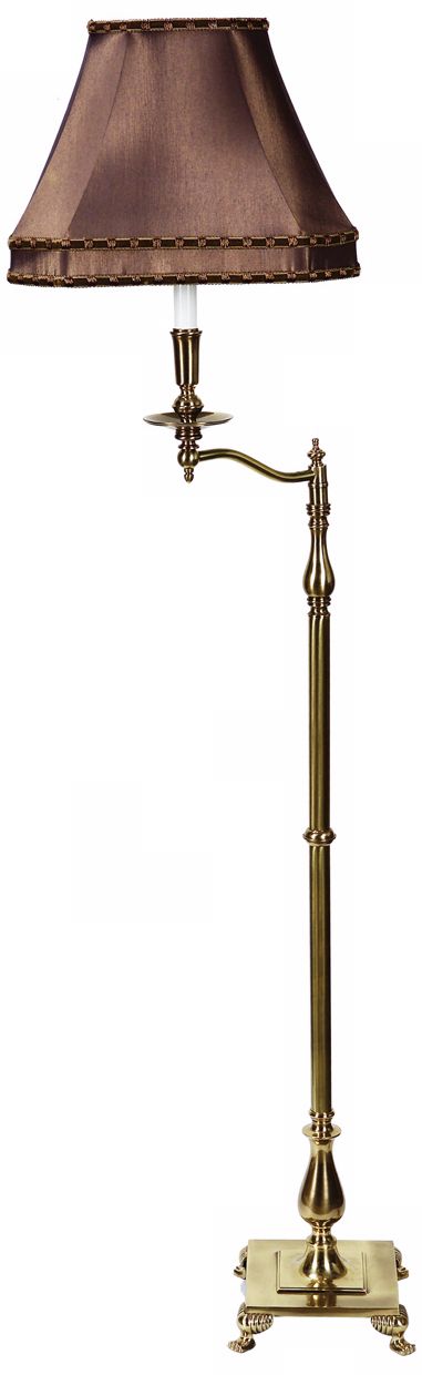 Charlotte IV Khaki and Antique Brass Swingarm Floor Lamp