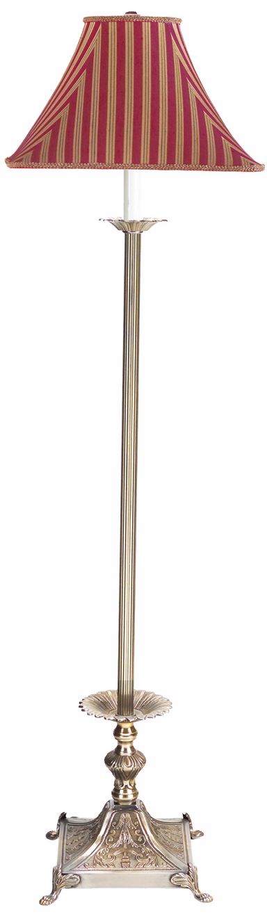 Nicholas Striped Shade Brass Floor Lamp