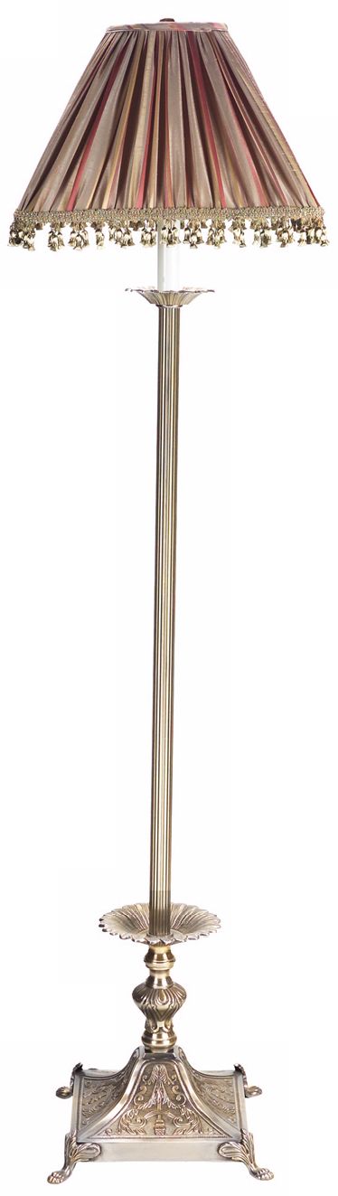 Nicholas Pleated Fringe Shade Brass Floor Lamp