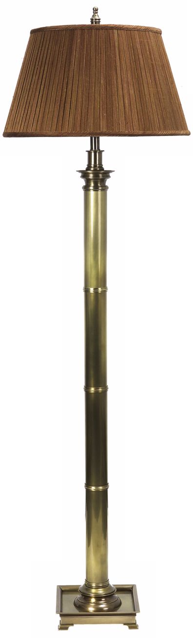 Fortune Cayenne Silk Shade Antique Brass Floor Lamp