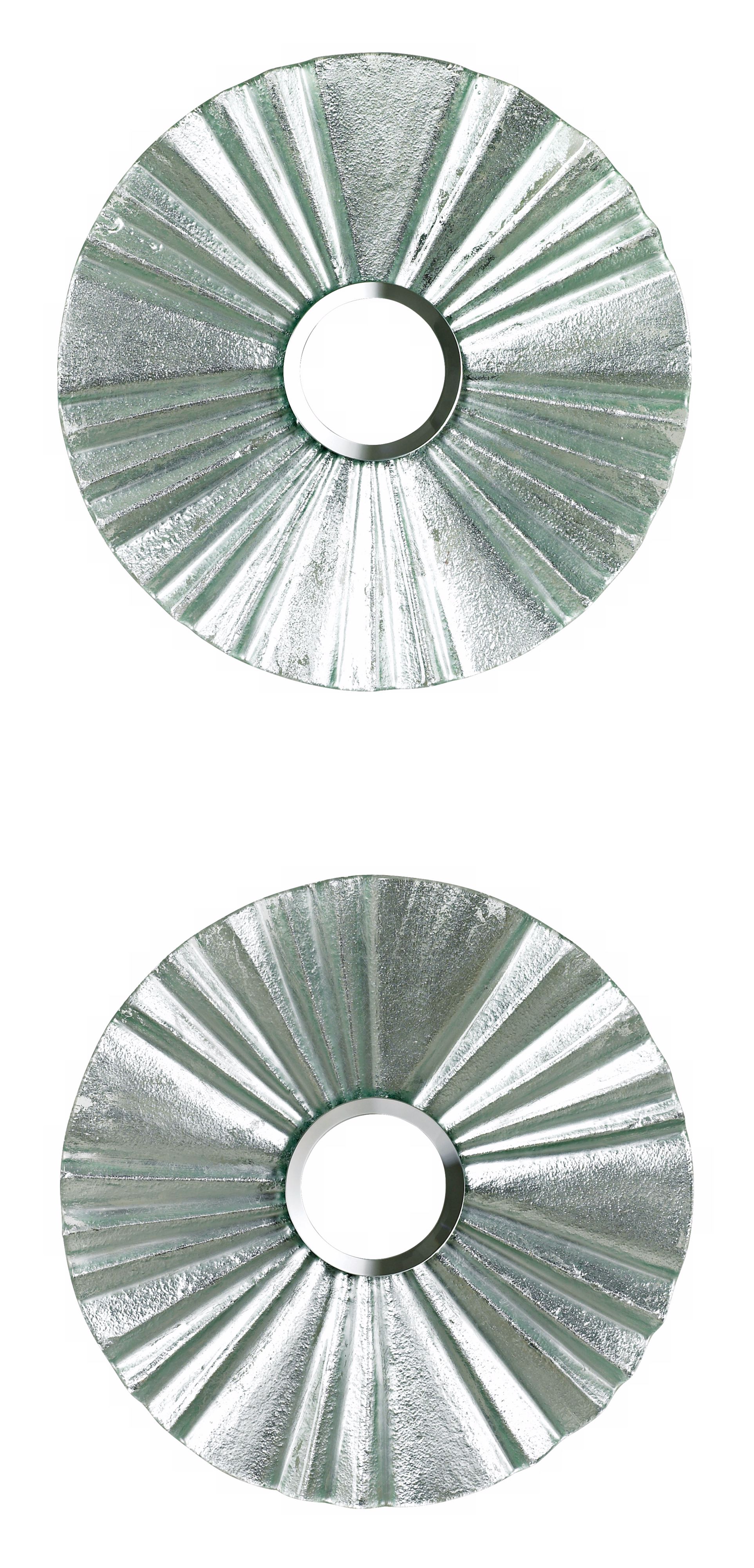 Antique Silver Finish Scallop Fan Mirrored Wall Art