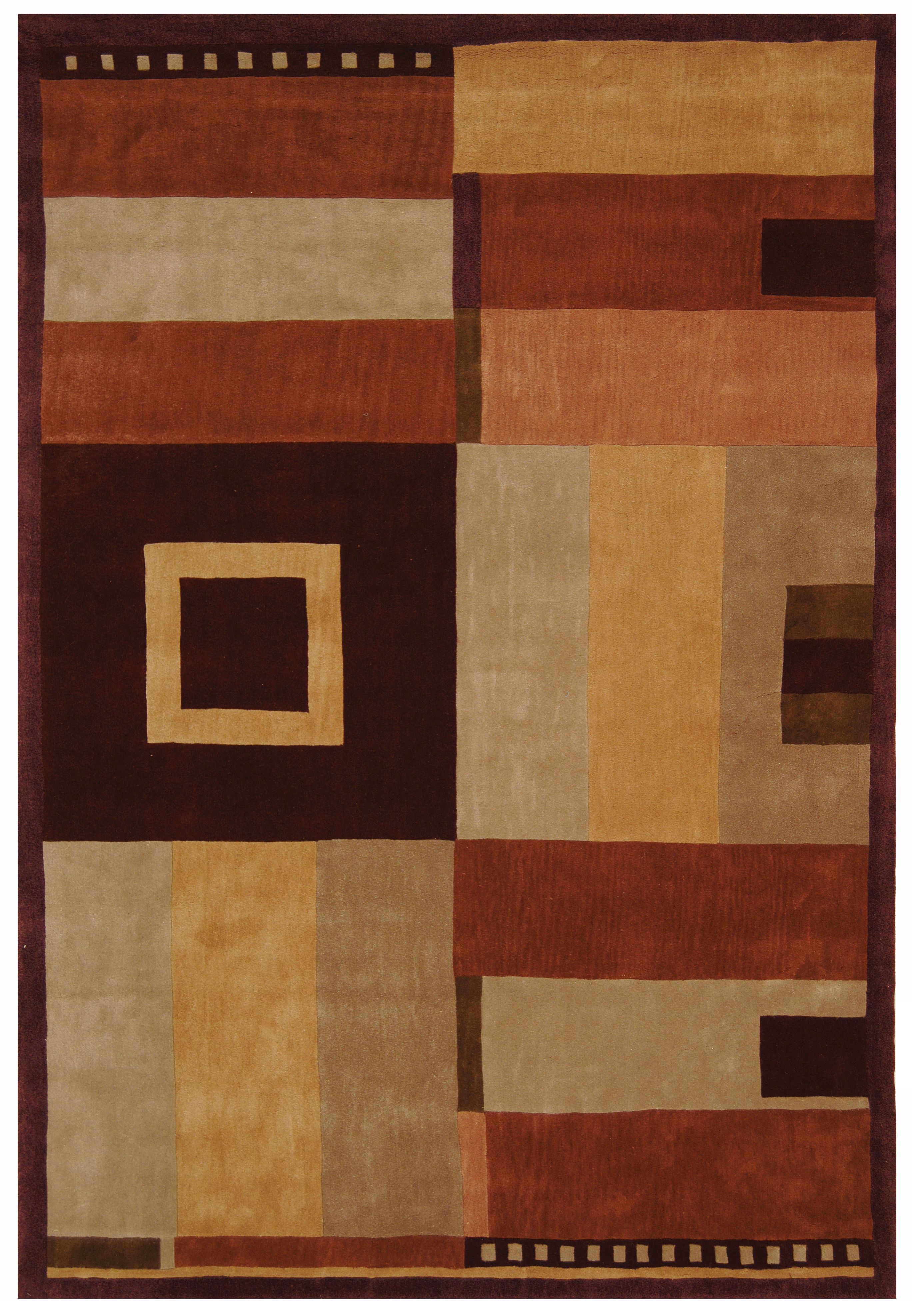 Meridian Collection Beige and Rust Area Rug