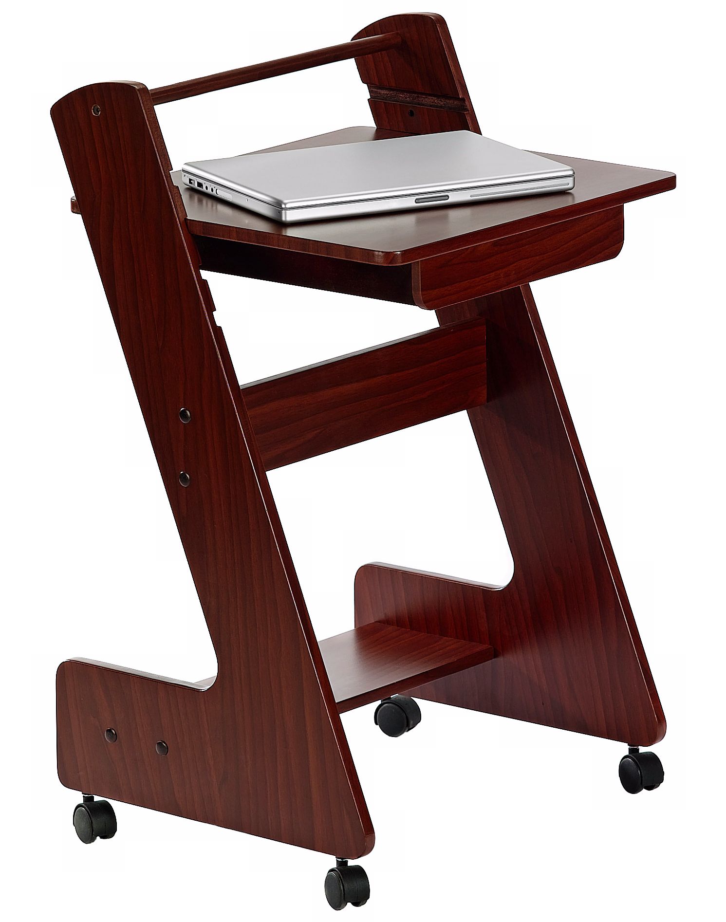 Cherry Wood Z-Shape Mobile Workstation