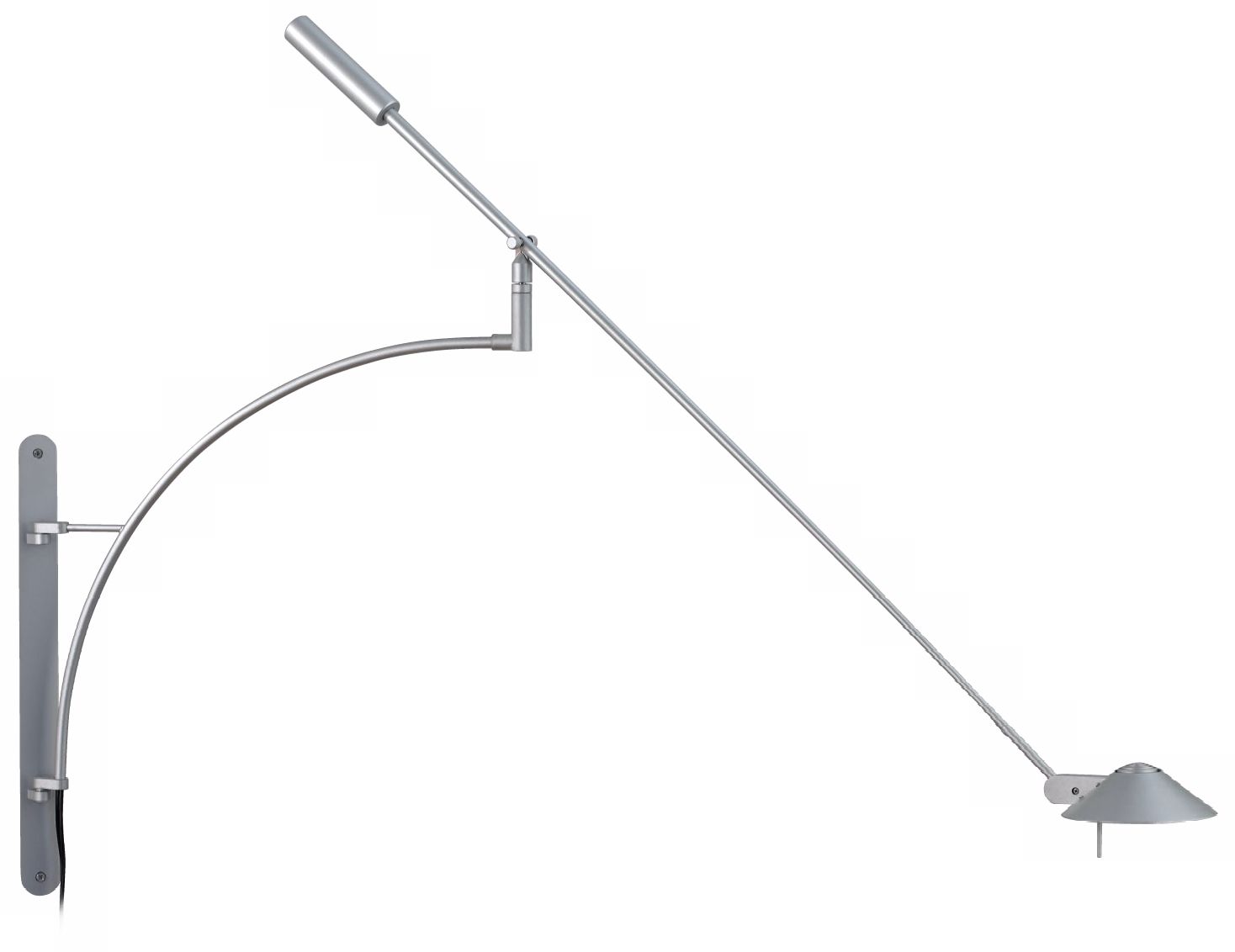 Sonneman Feather Satin Silver Boom Arm Plug-In Wall Lamp